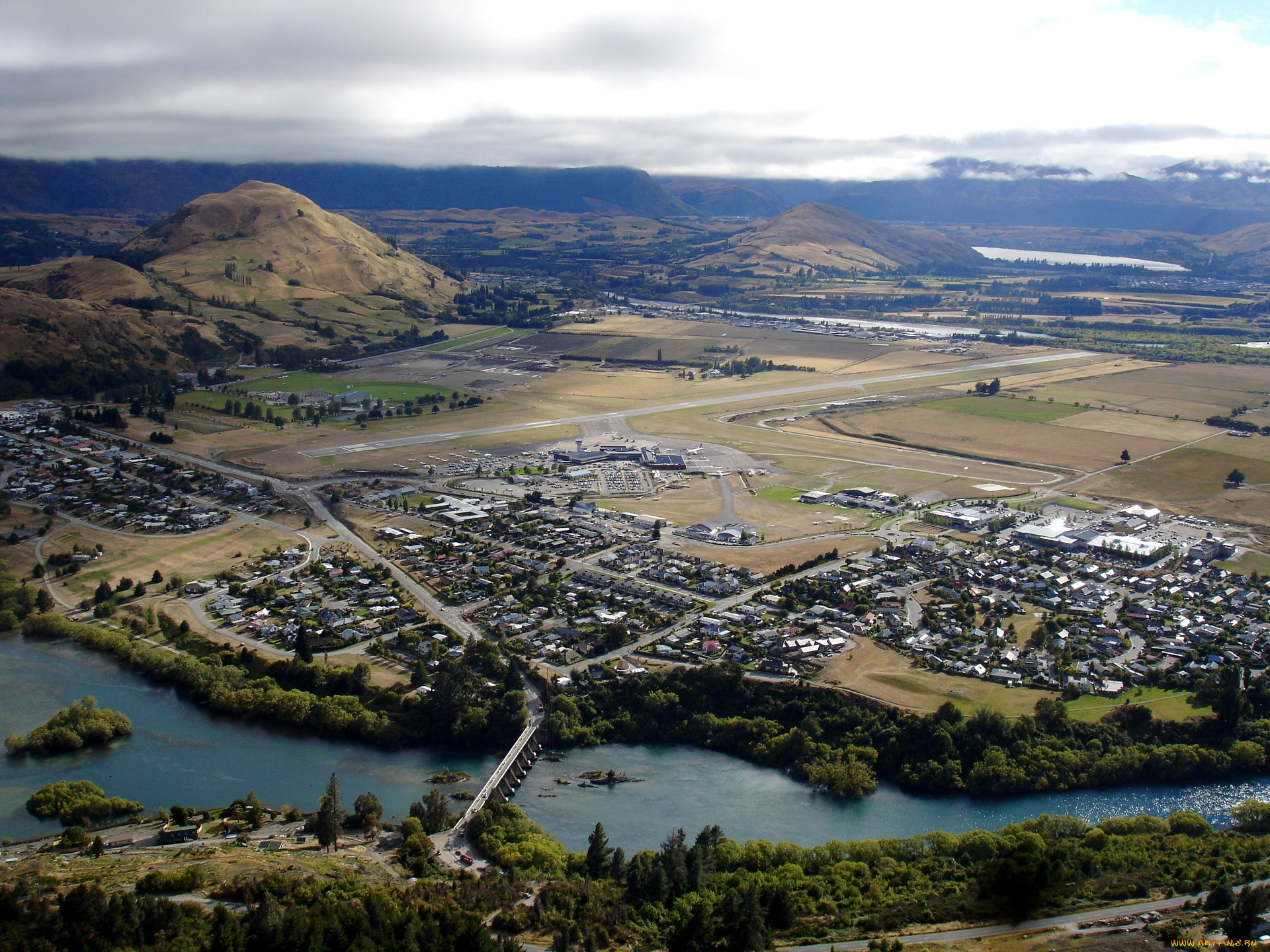 города, панорамы, новая, зеландия, queenstown