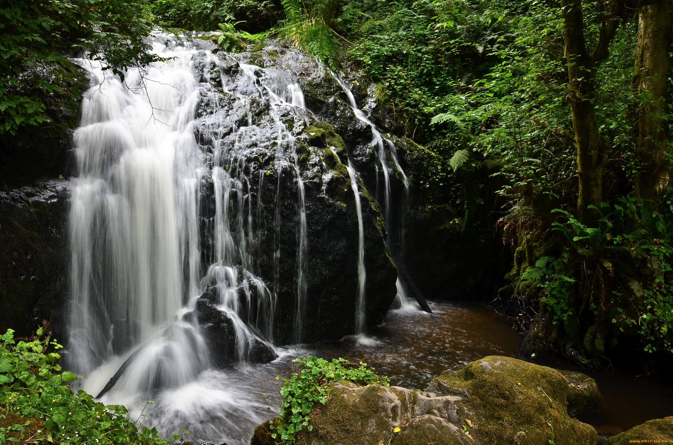 природа, водопады, вода, поток