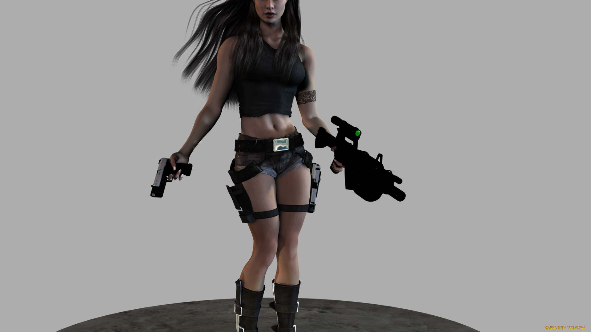 3д, графика, people, люди, оружие, девушка