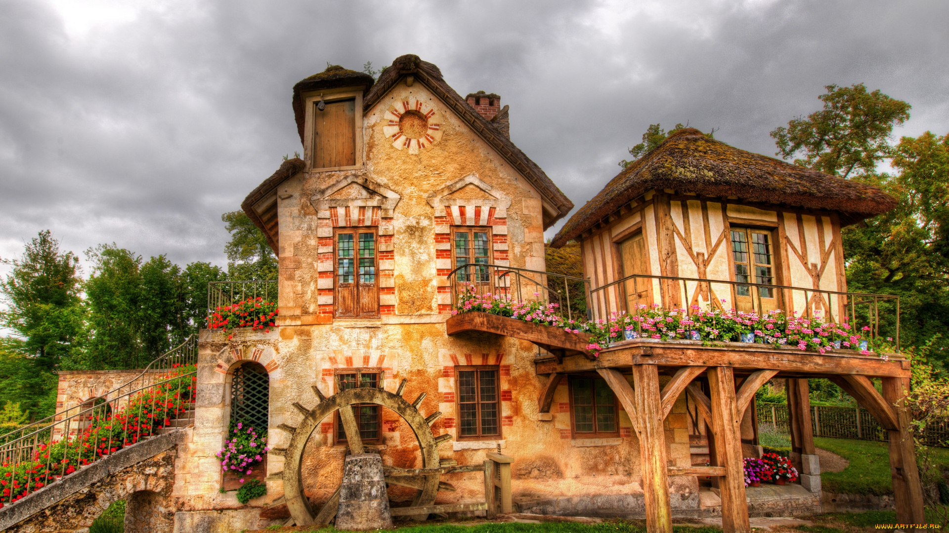 города, здания, дома, франция, цветы