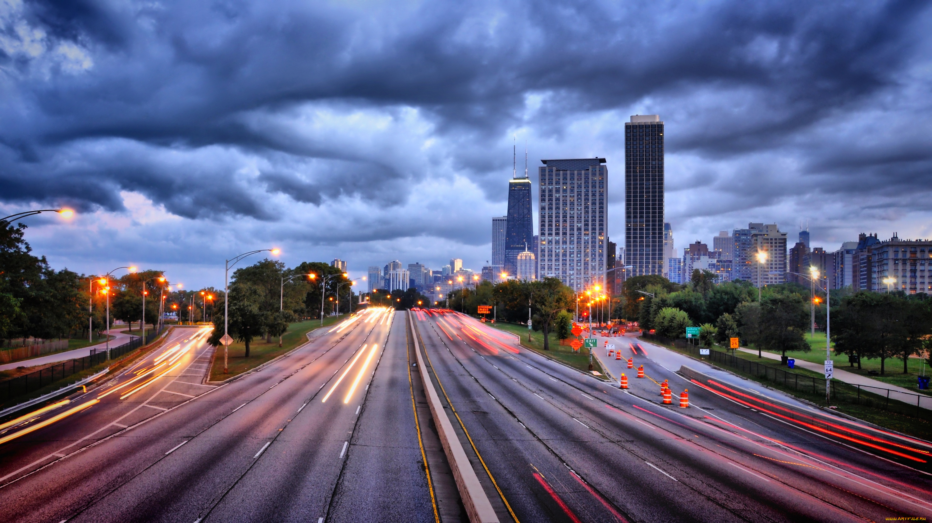 города, Чикаго, сша, трасса, штат, иллинойс