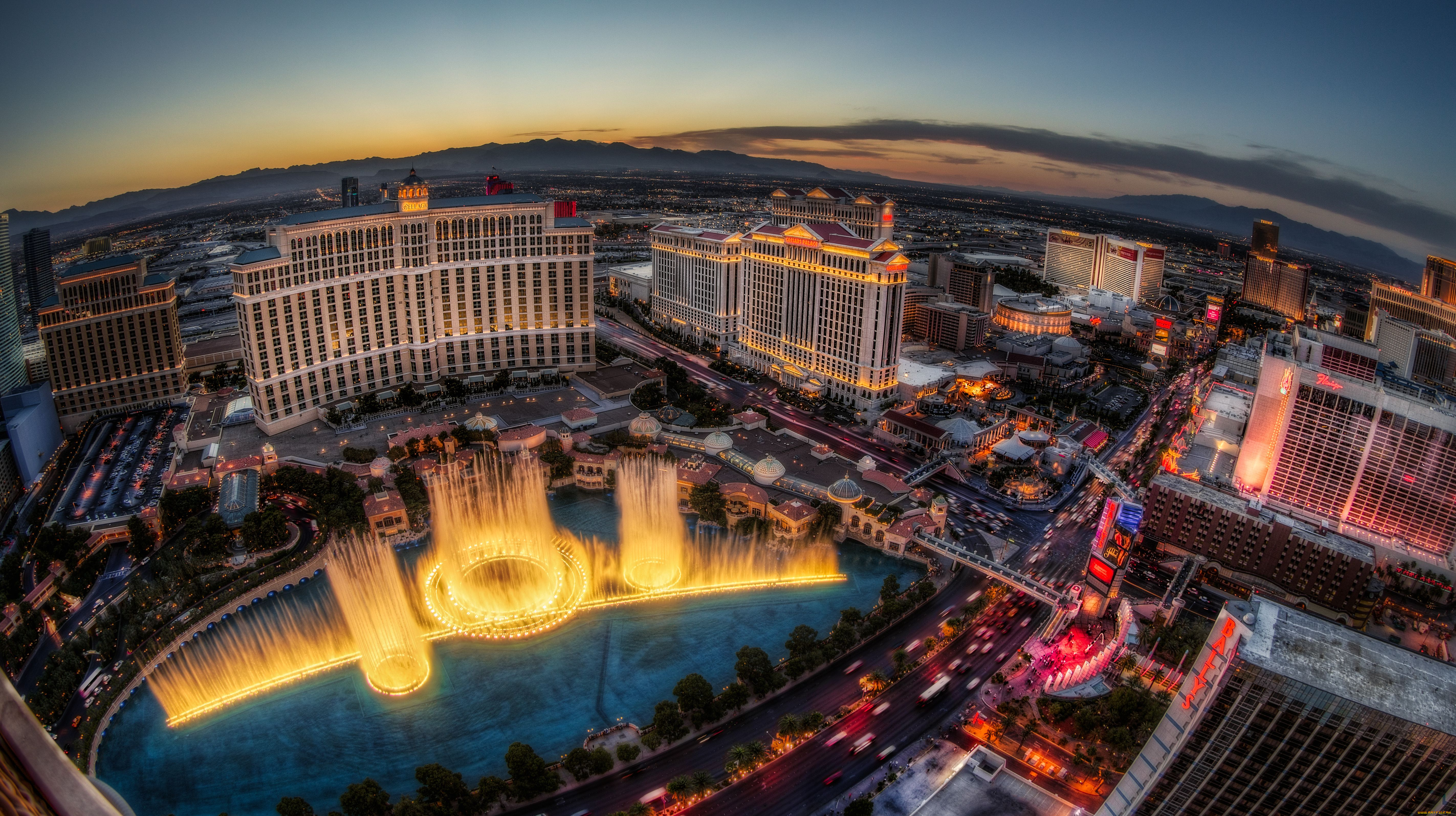 las, vegas, города, лас, вегас, сша, bellagio, белладжио, отель, фонтан, панорама