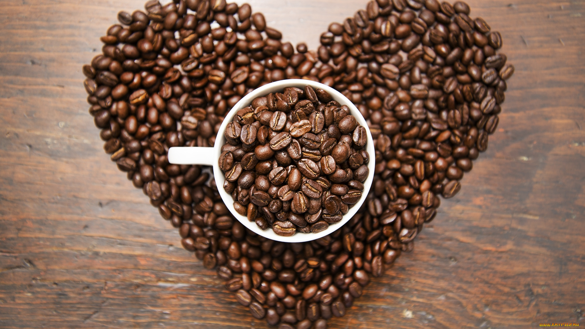 еда, кофе, , кофейные, зёрна, чашка, сердце