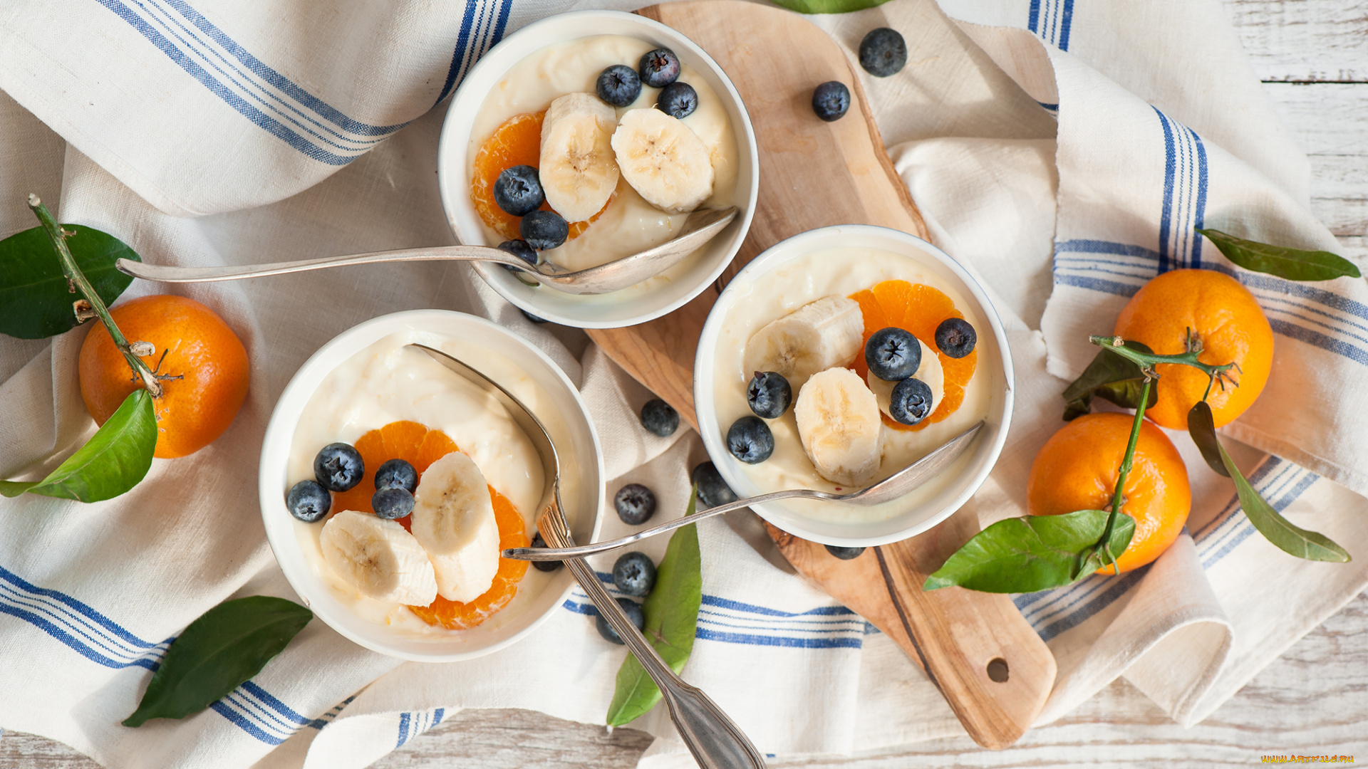 еда, мороженое, , десерты, завтрак, черника, творог, мандарины, бананы