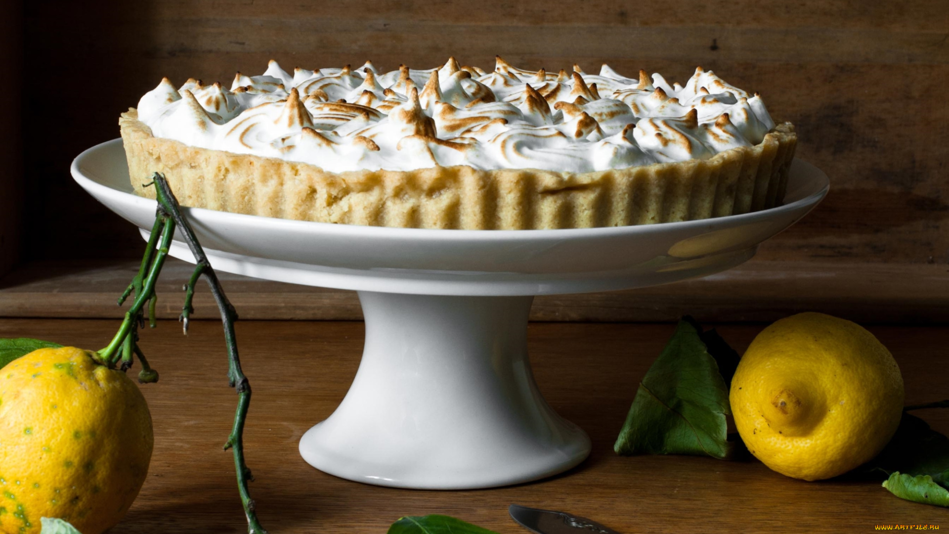 еда, торты, лимон, безе