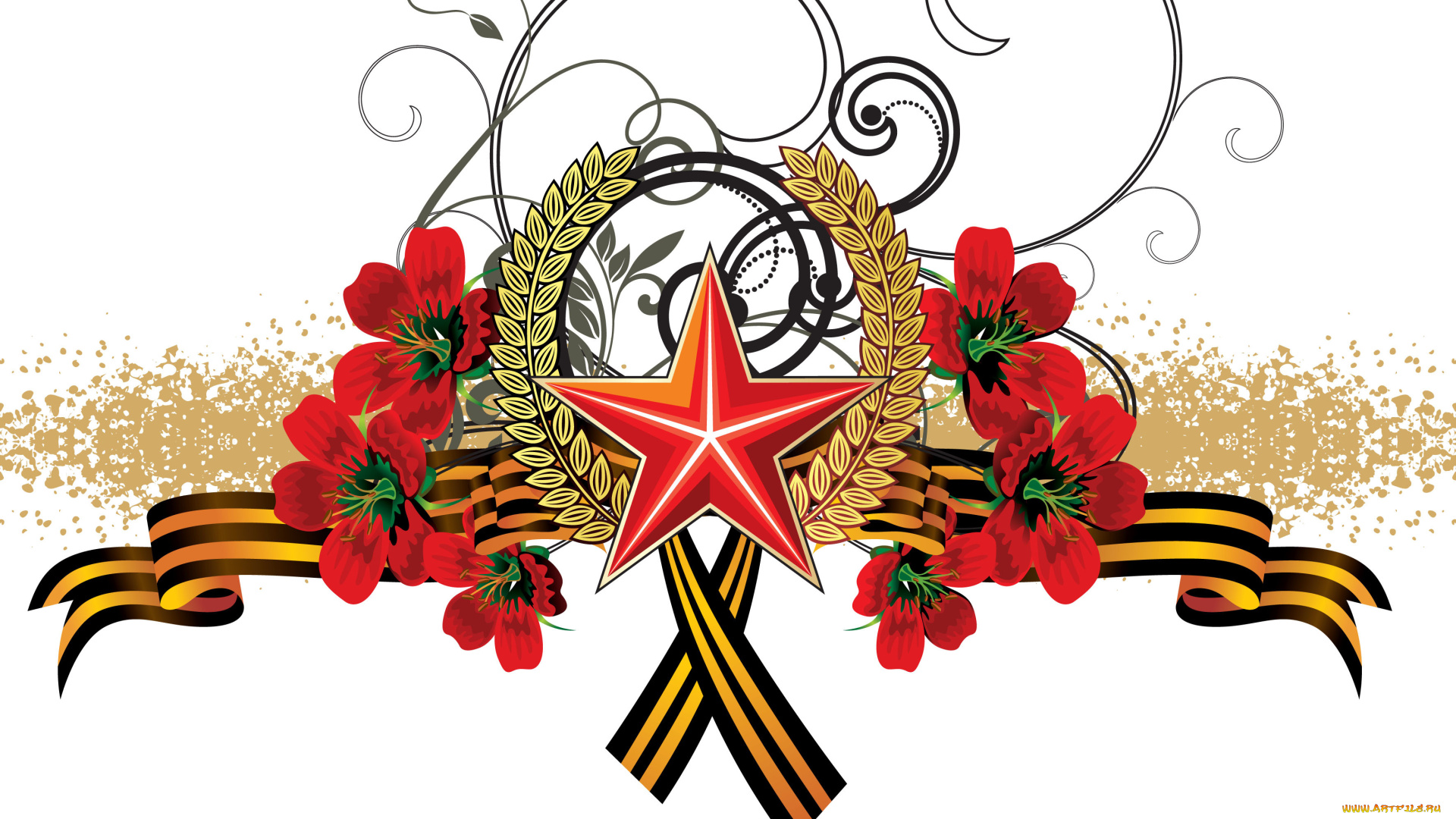 праздничные, день, победы, звезда, узор, георгиевская, ленточка
