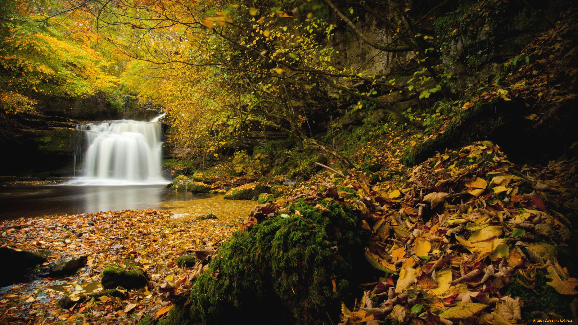 природа, водопады, вода, осень