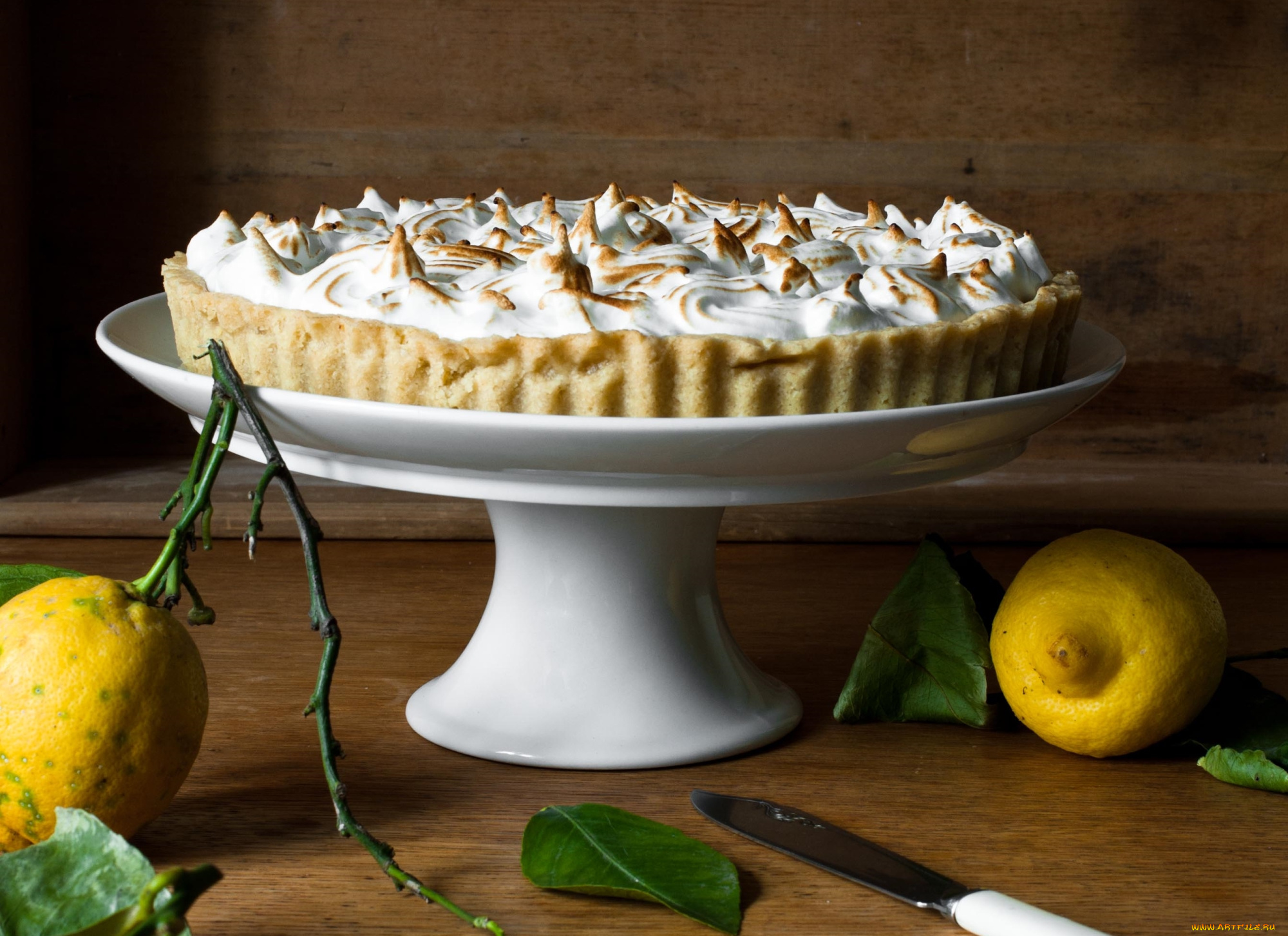 еда, торты, лимон, безе