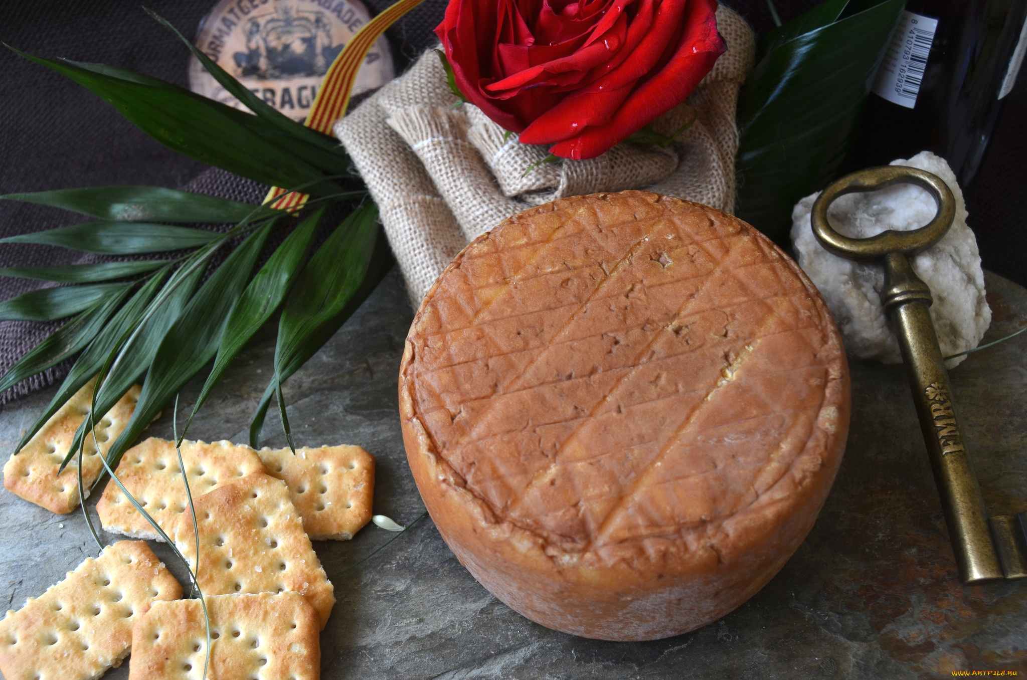 еда, сырные, изделия, сыр, роза, крекеры, ключ