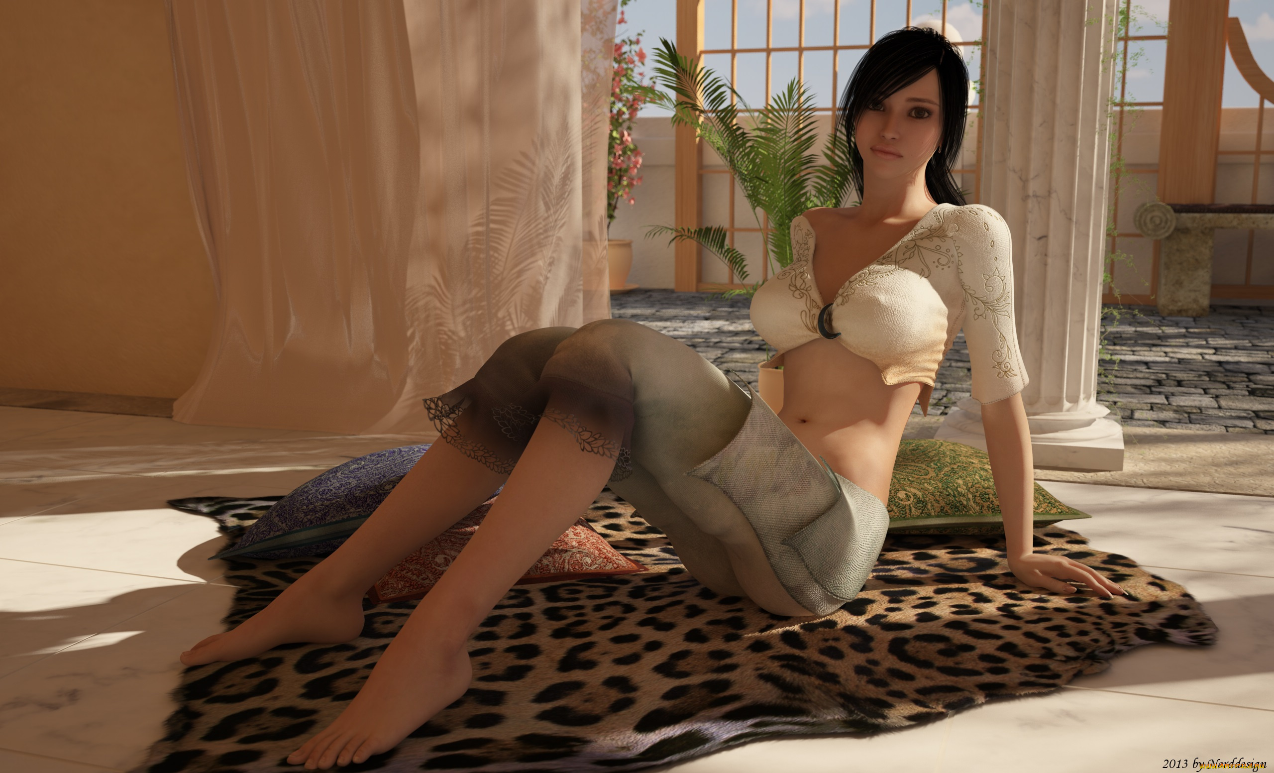 3д, графика, people, , люди, взгляд, девушка, мех