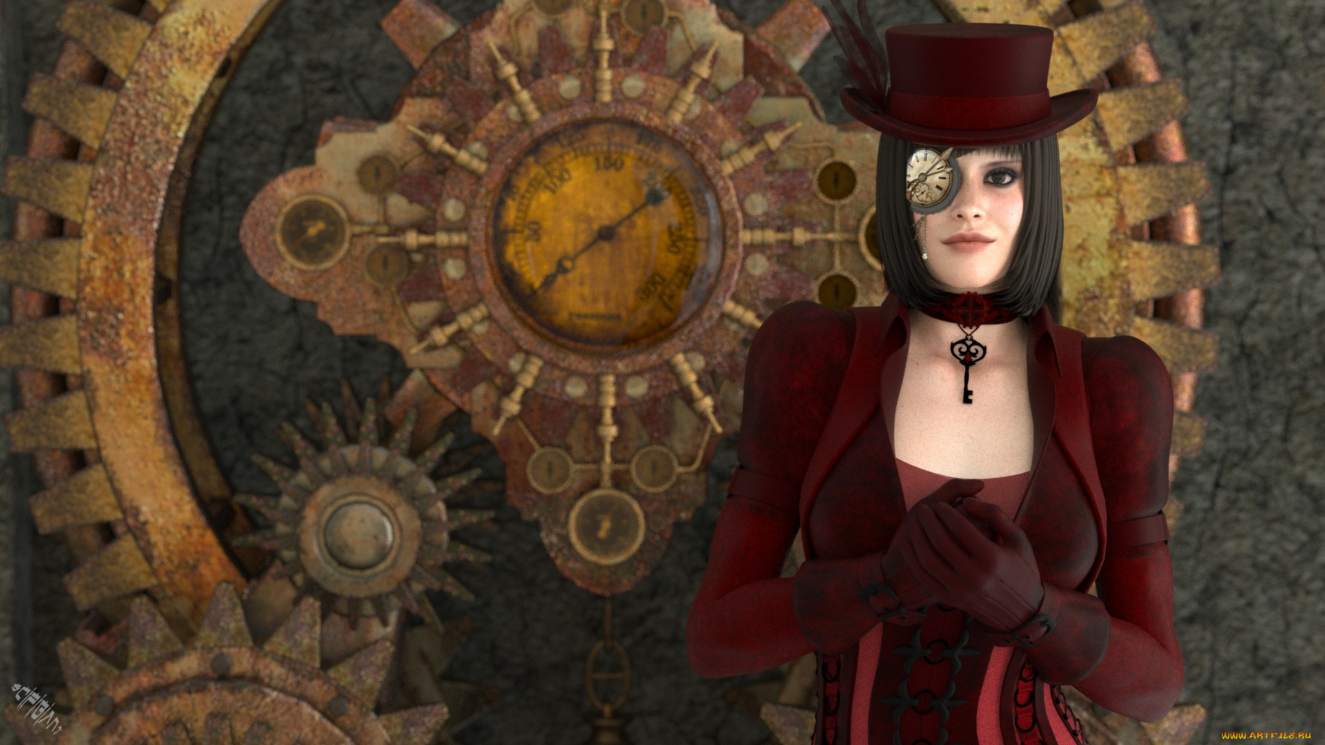 3д, графика, фантазия, , fantasy, фон, взгляд, девушка