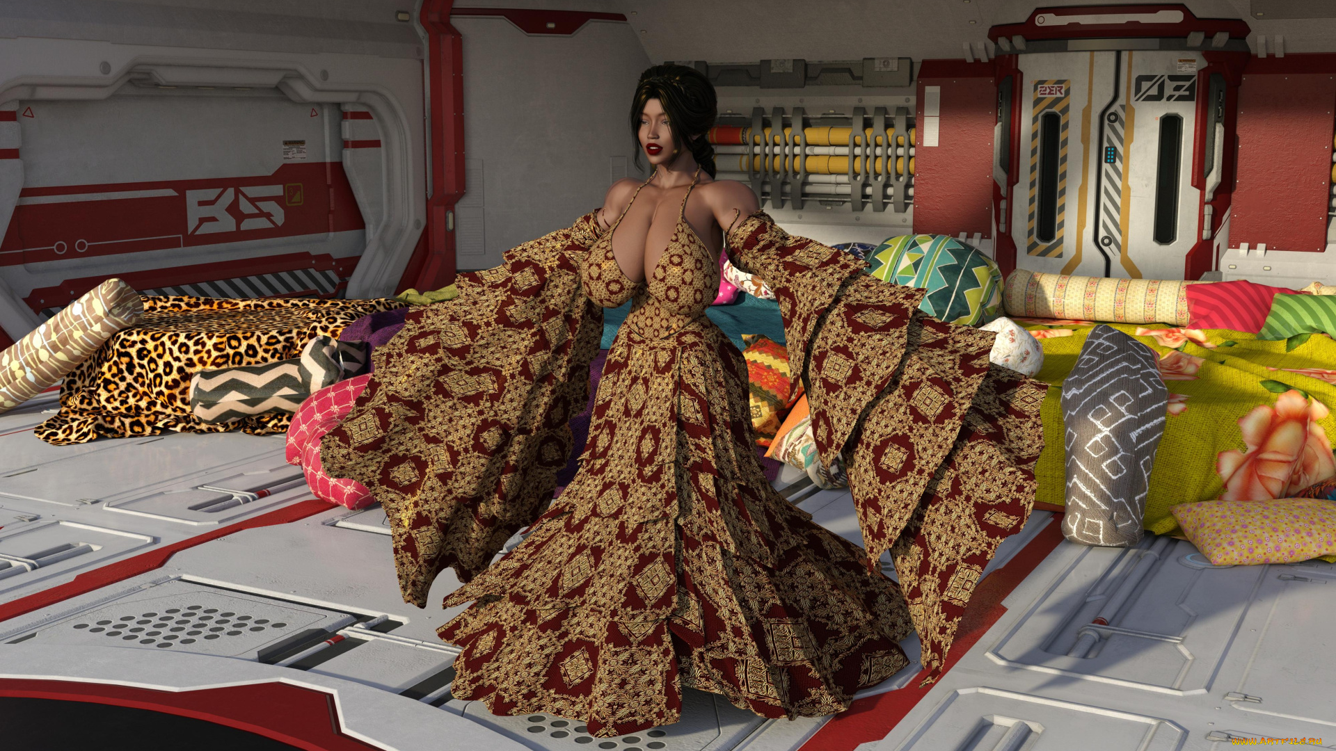 3д, графика, фантазия, , fantasy, фон, взгляд, девушка