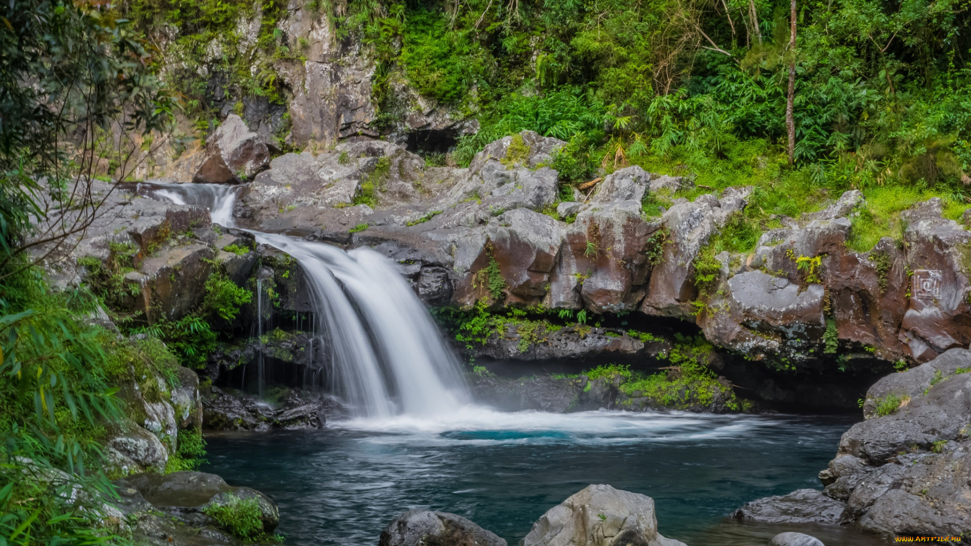 природа, водопады, водопад, река, лес