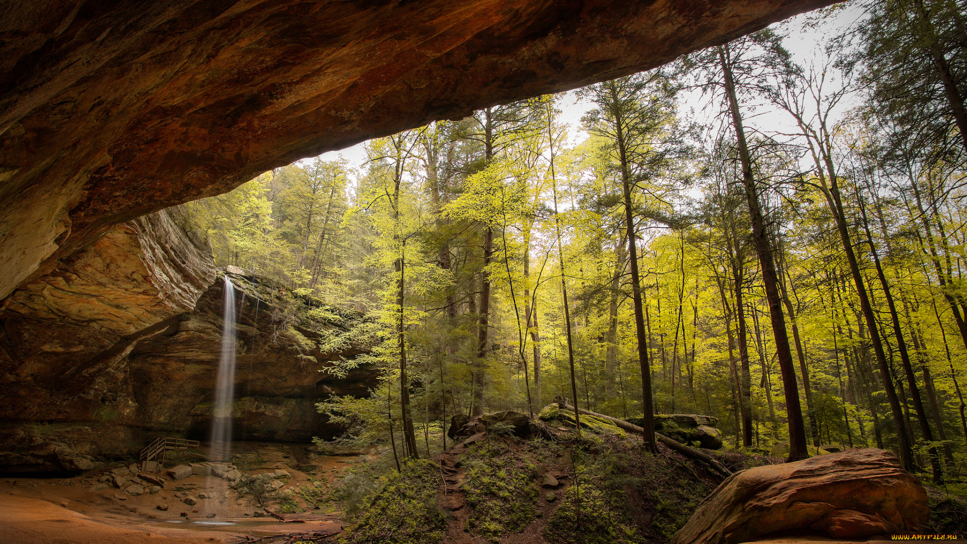 природа, водопады, водопад, река, лес