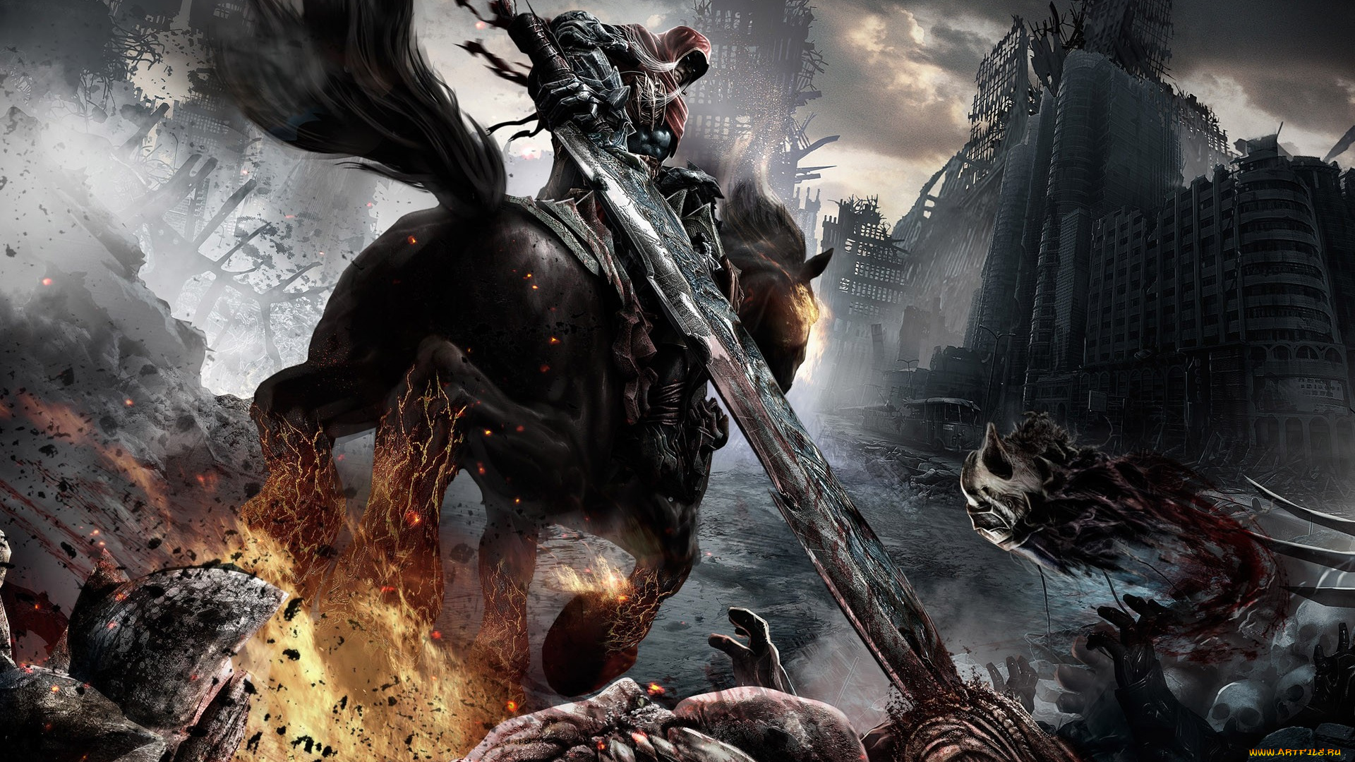 видео, игры, darksiders, 2, ночь, воин