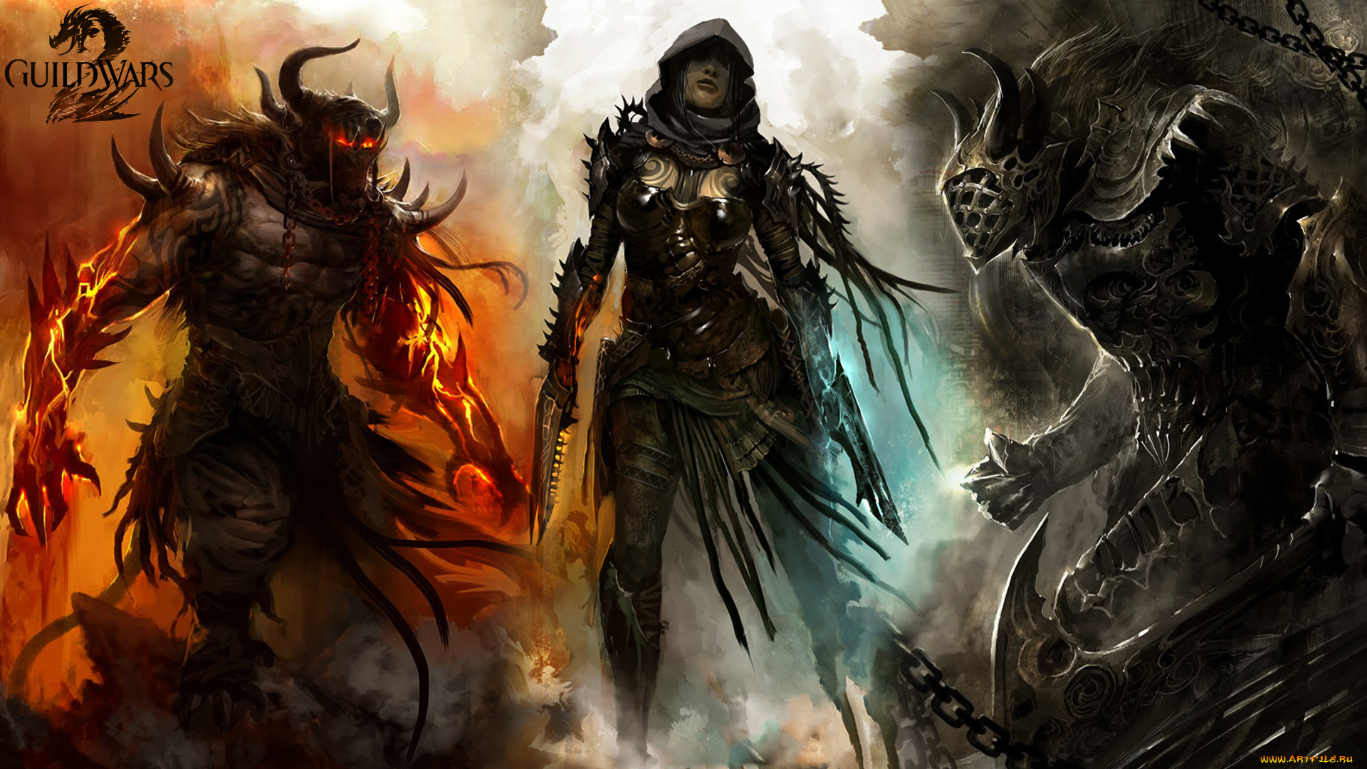 видео, игры, guild, wars, 2, монстры, девушка