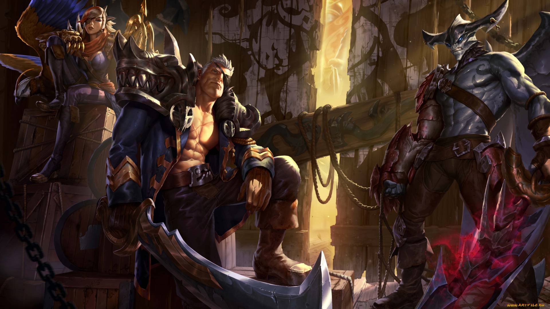 видео, игры, league, of, legends, league, of, legends, action, ролевая, quinn, sea, hunter, aatrox, admiral, garen