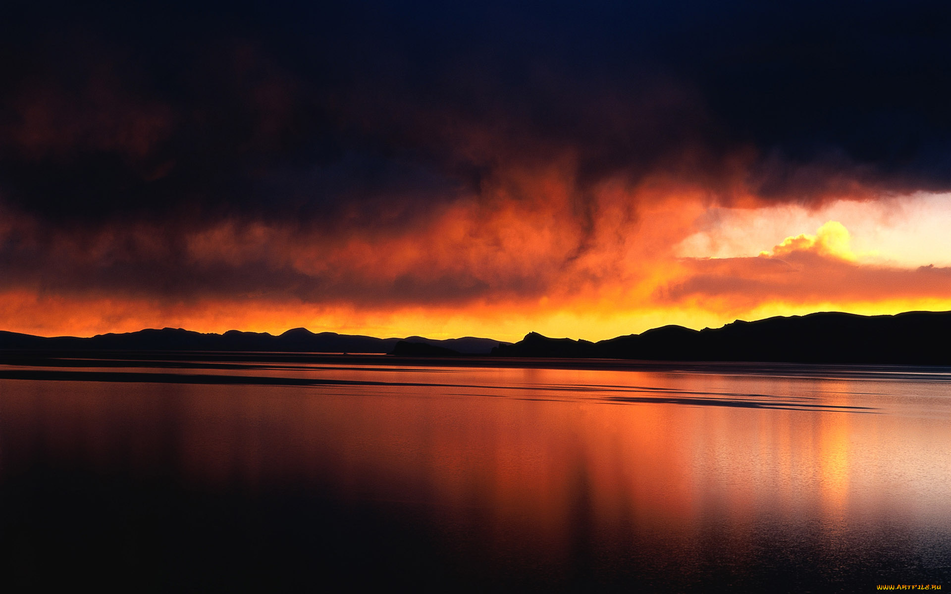 природа, реки, озера, река, холмы, тучи, закат