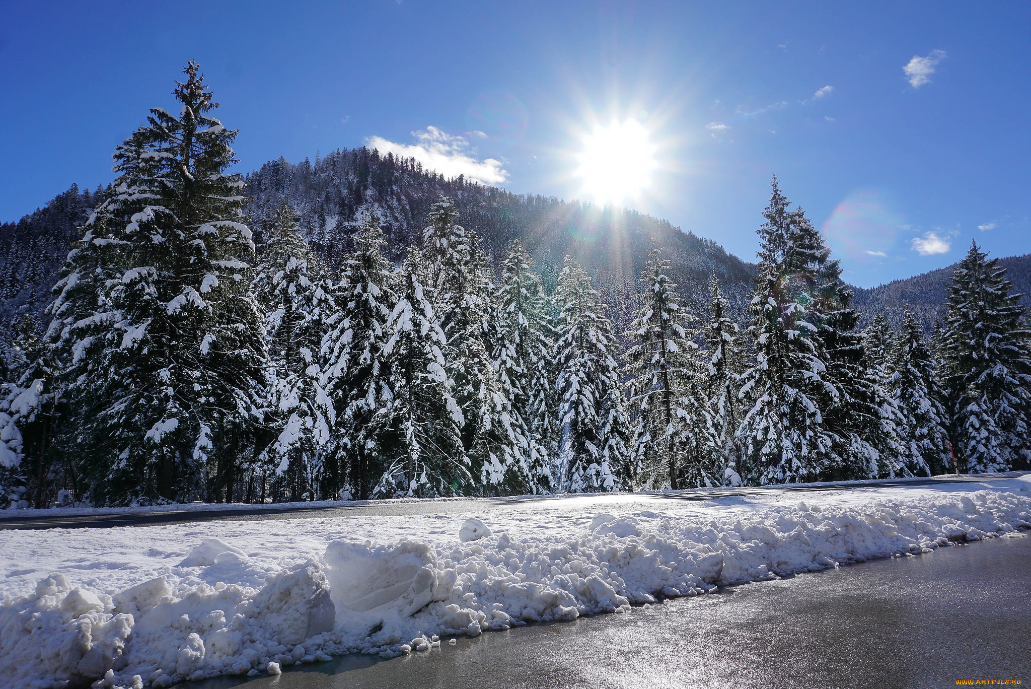 природа, зима, снег