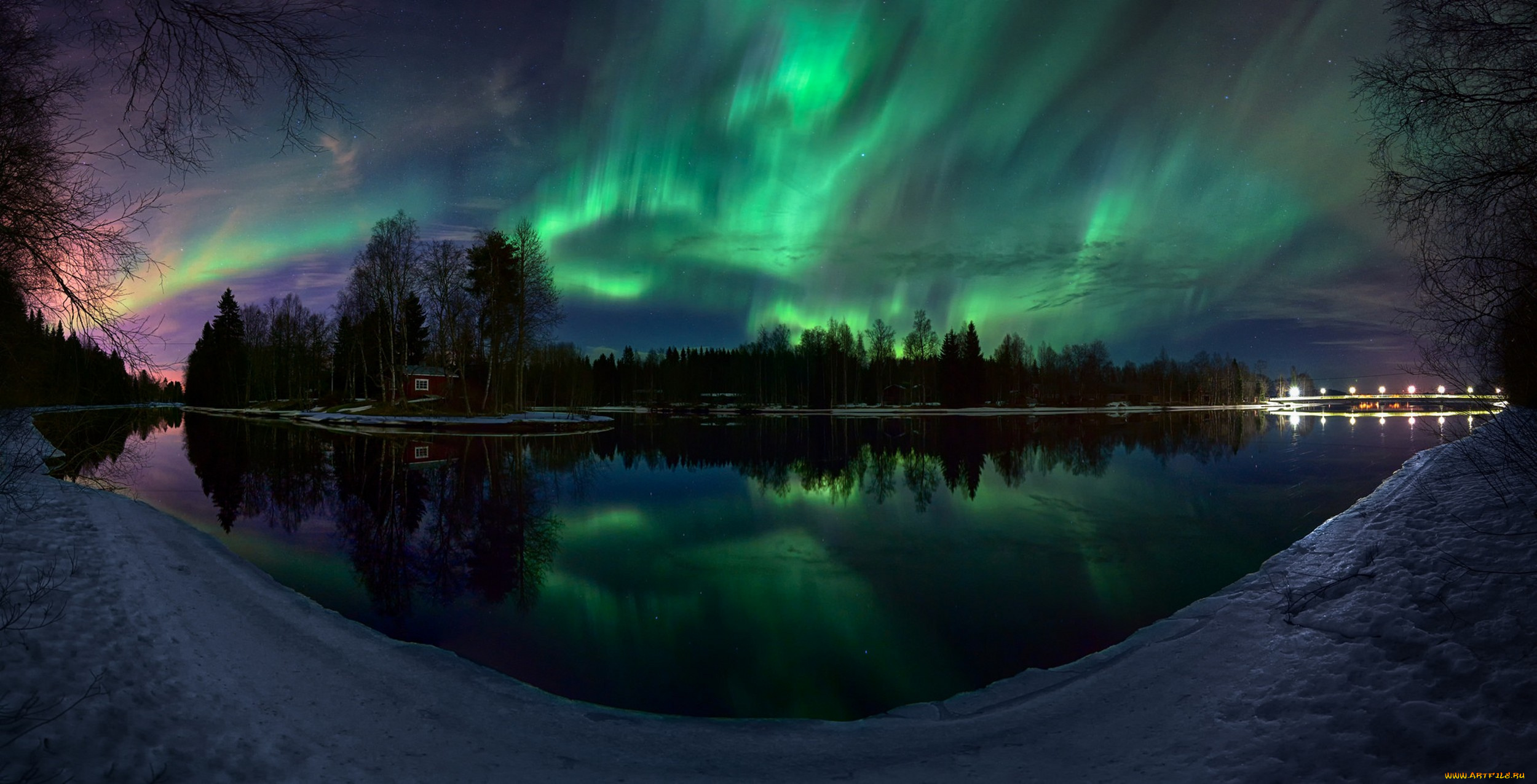 природа, северное, сияние, сполохи, ночь