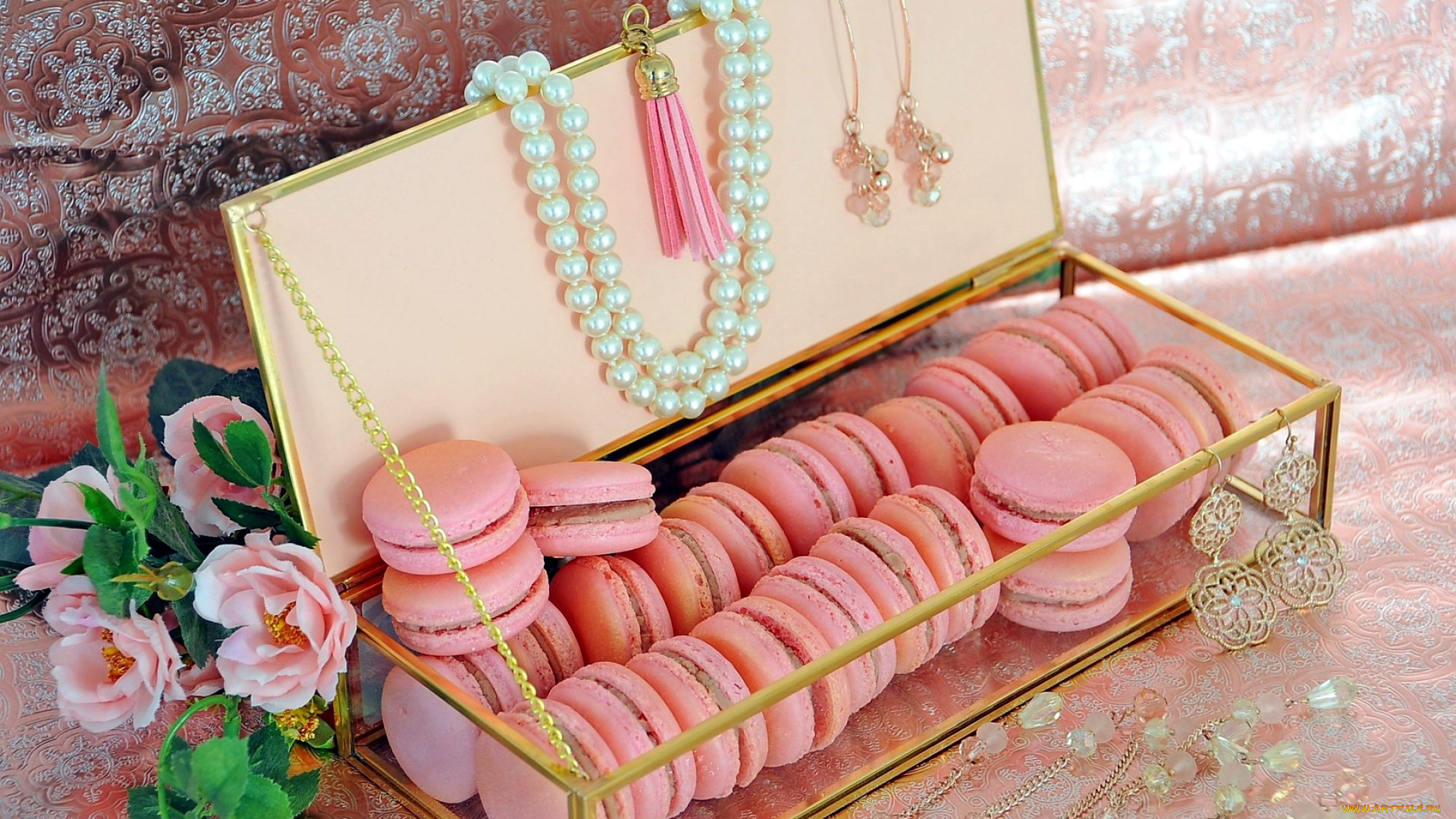 еда, макаруны, лакомство, ожерелье, серьги, украшения