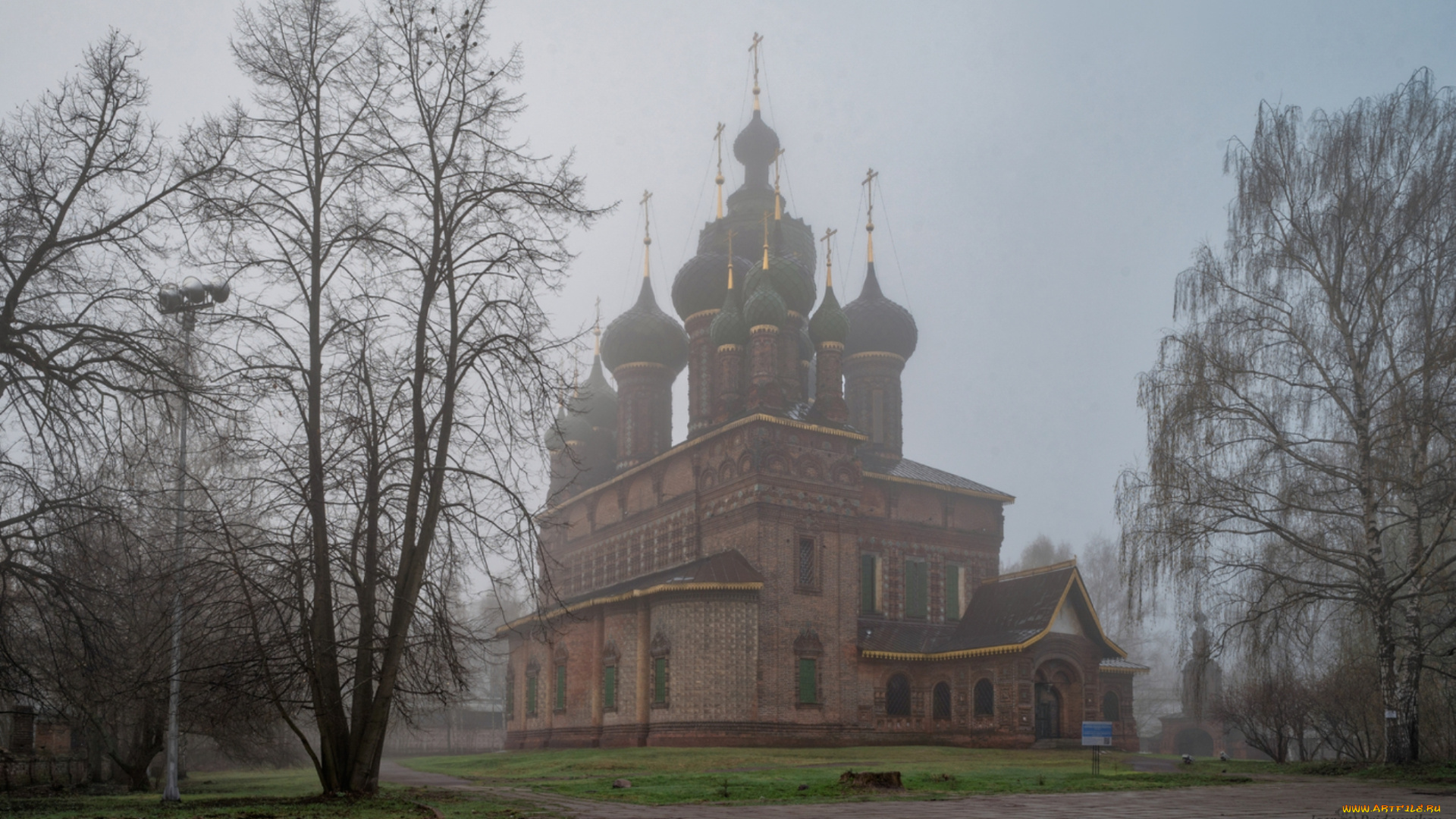 утренний, туман, города, -, православные, церкви, , монастыри, город, здание, церковь, храм