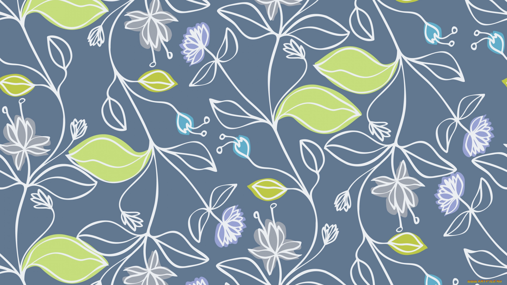 векторная, графика, цветы, , flowers, green, текстура, leaves, blue