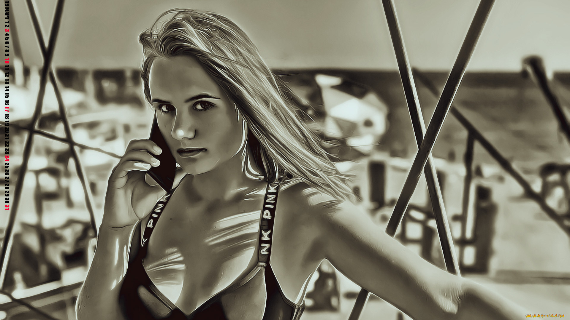 календари, компьютерный, дизайн, смартфон, девушка