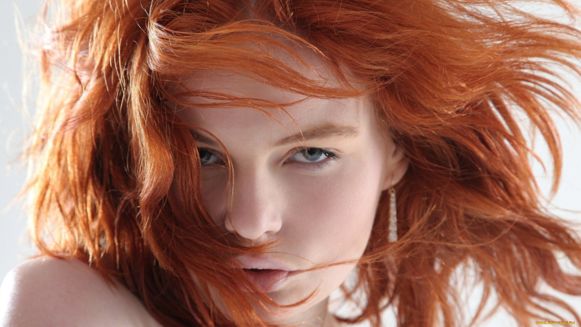 девушки, -, лица, , портреты, рыжая, лицо