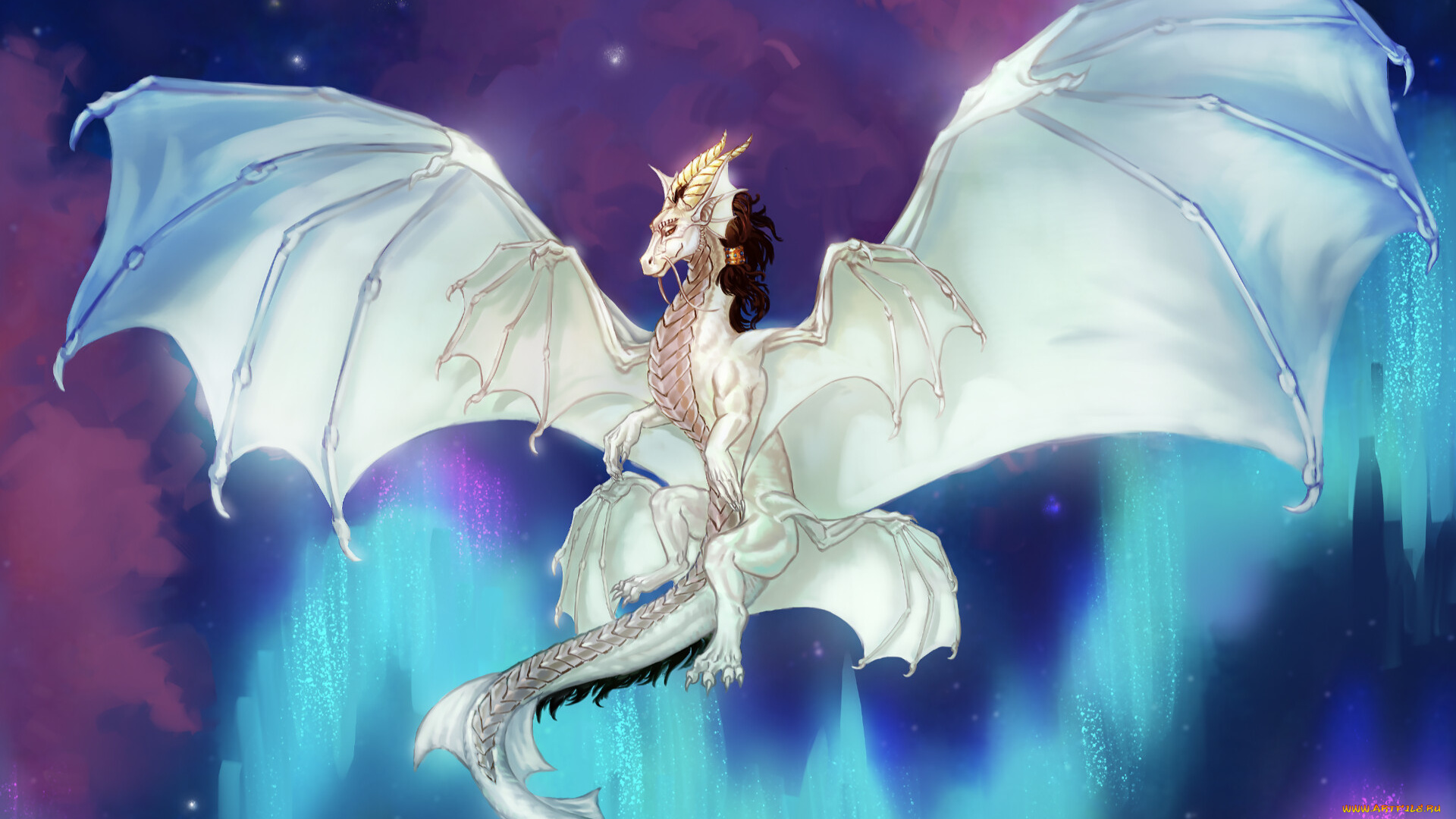 фэнтези, драконы, дракон, полет, сияние