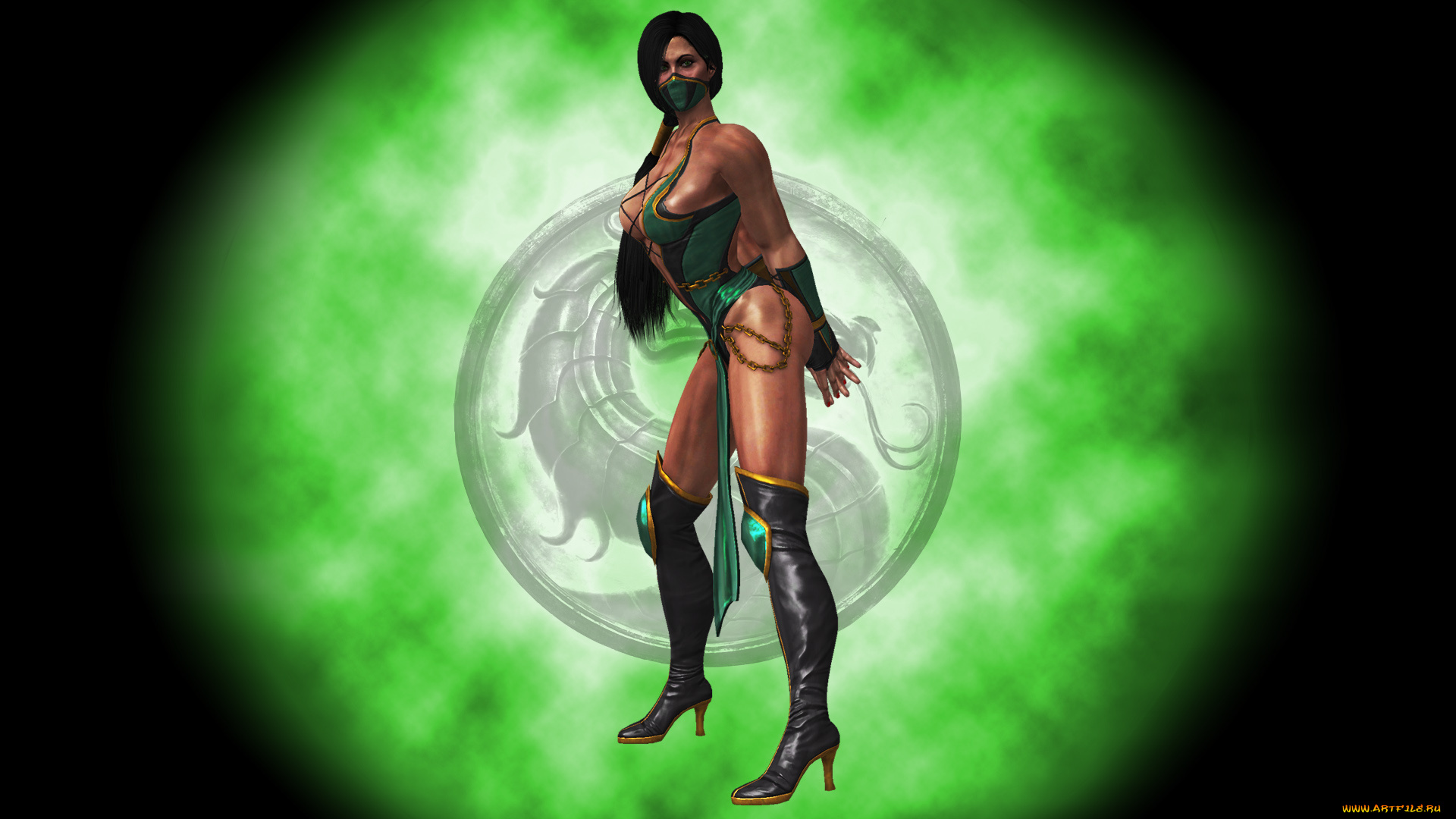 видео, игры, mortal, kombat, девушка, фон, взгляд, маска