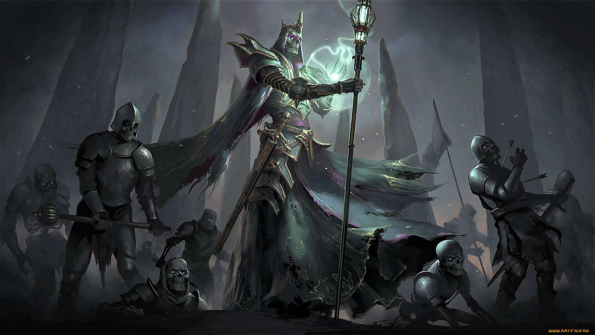 видео, игры, pathfinder, , wrath, of, the, righteous, лич, посох, мертвецы