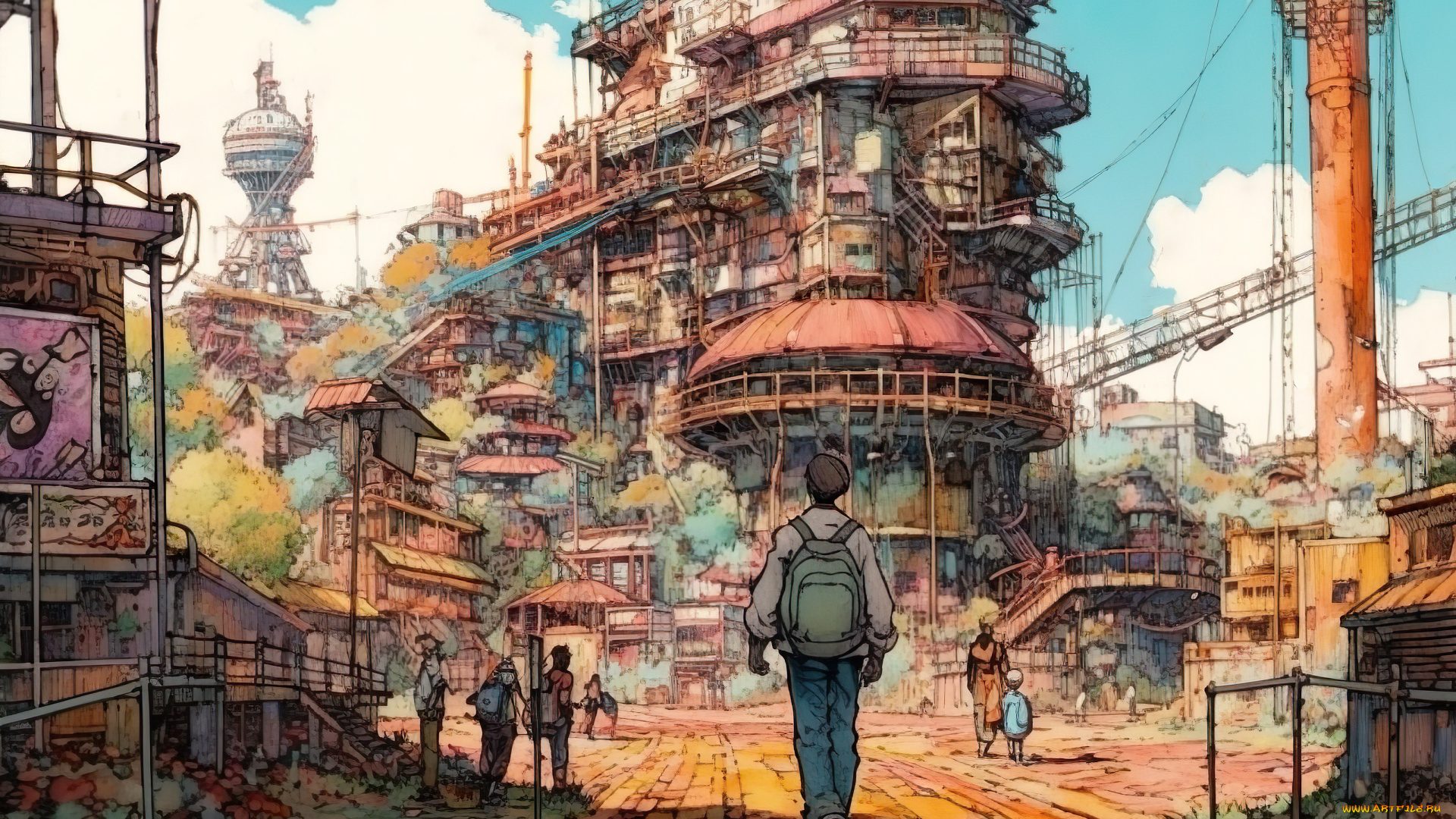 аниме, город, , улицы, , интерьер, , здания