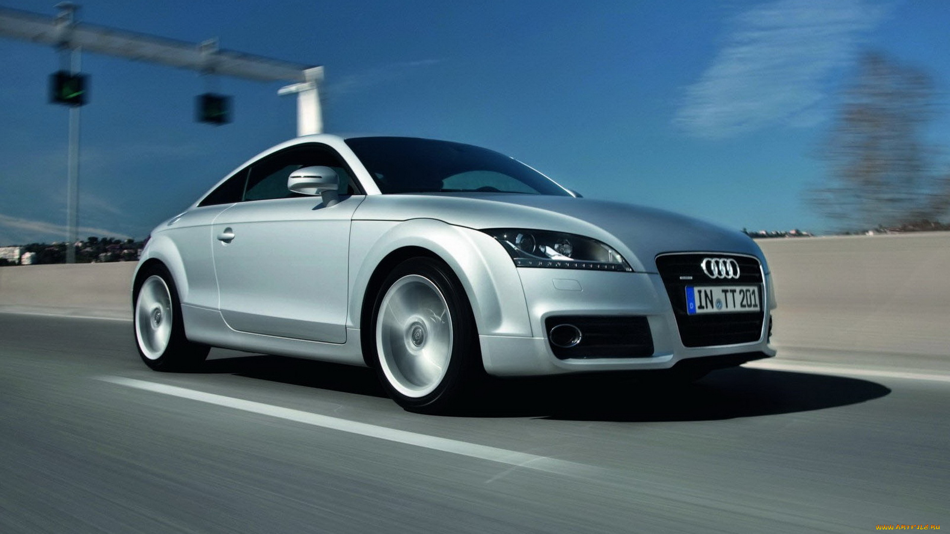 audi, tt, coupe, автомобили, audi, серебристый, скорость, дорога