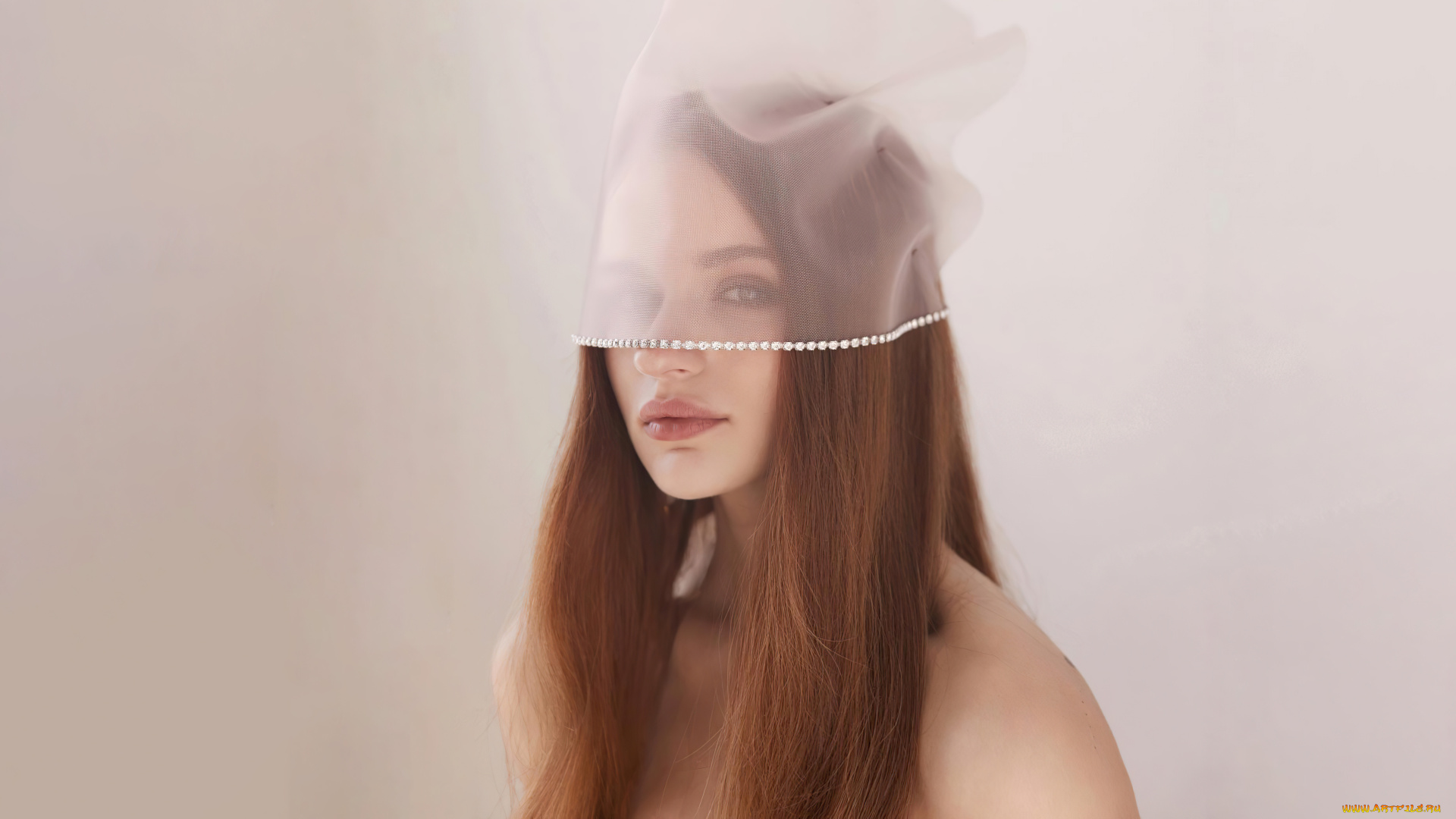 девушки, joey, king, лицо, рыжая, вуаль