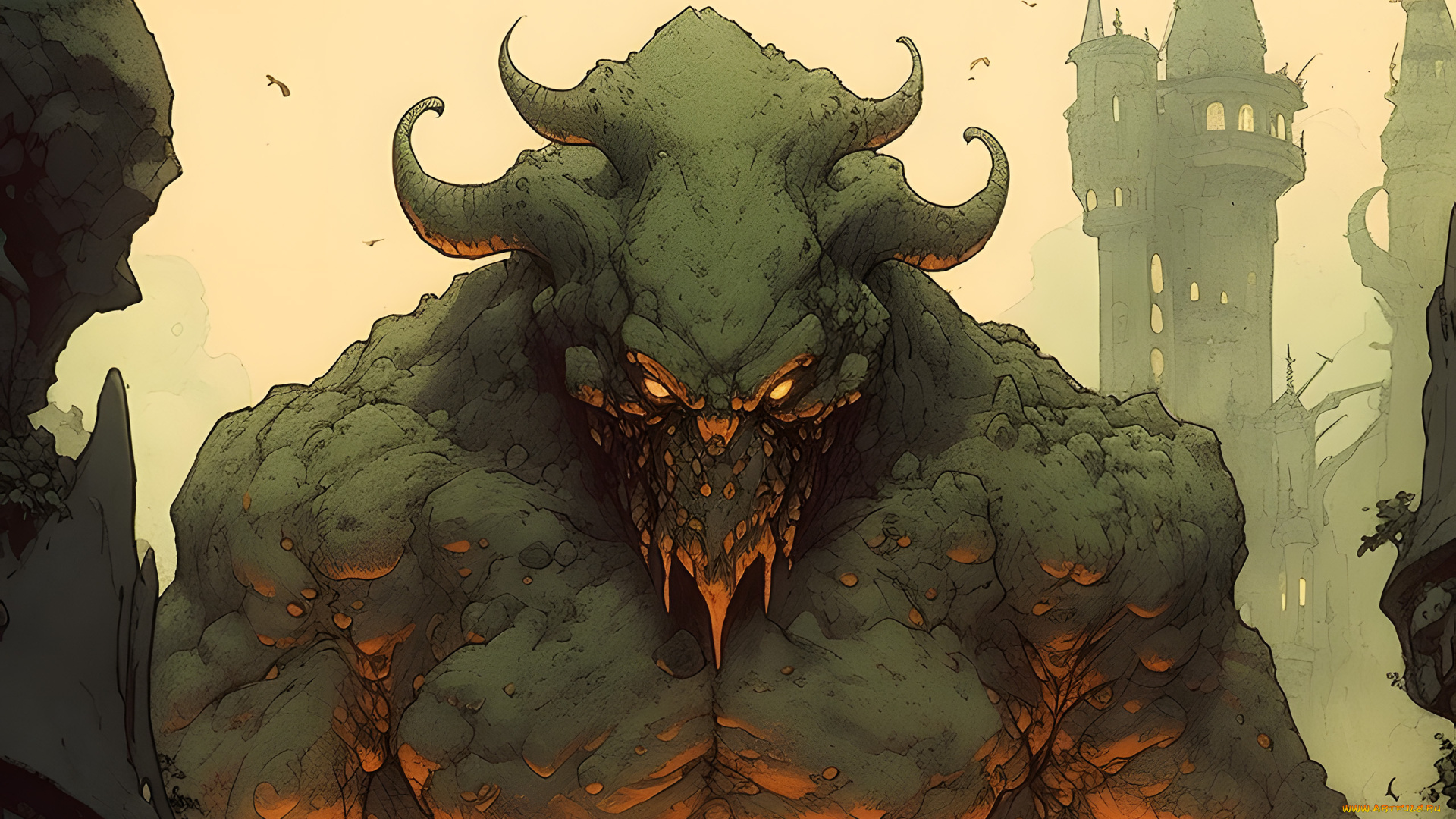 фэнтези, существа, рогатое, существо