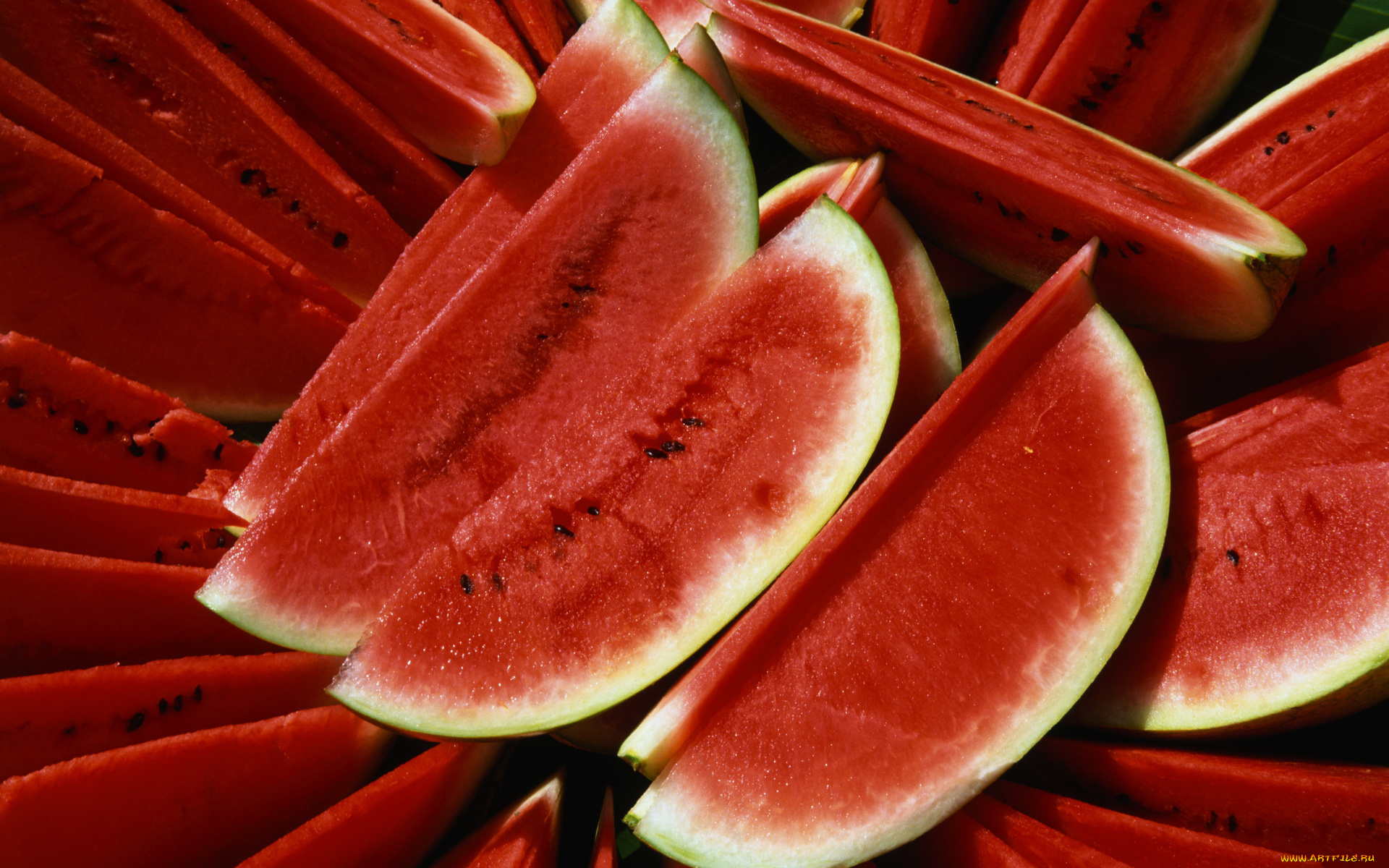 еда, арбуз, сочный, дольки