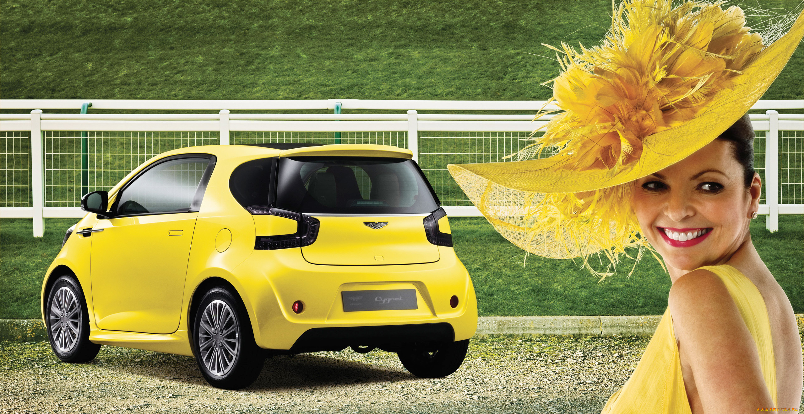 автомобили, -авто, с, девушками, астон, мартин, желтый, женщина, шляпа