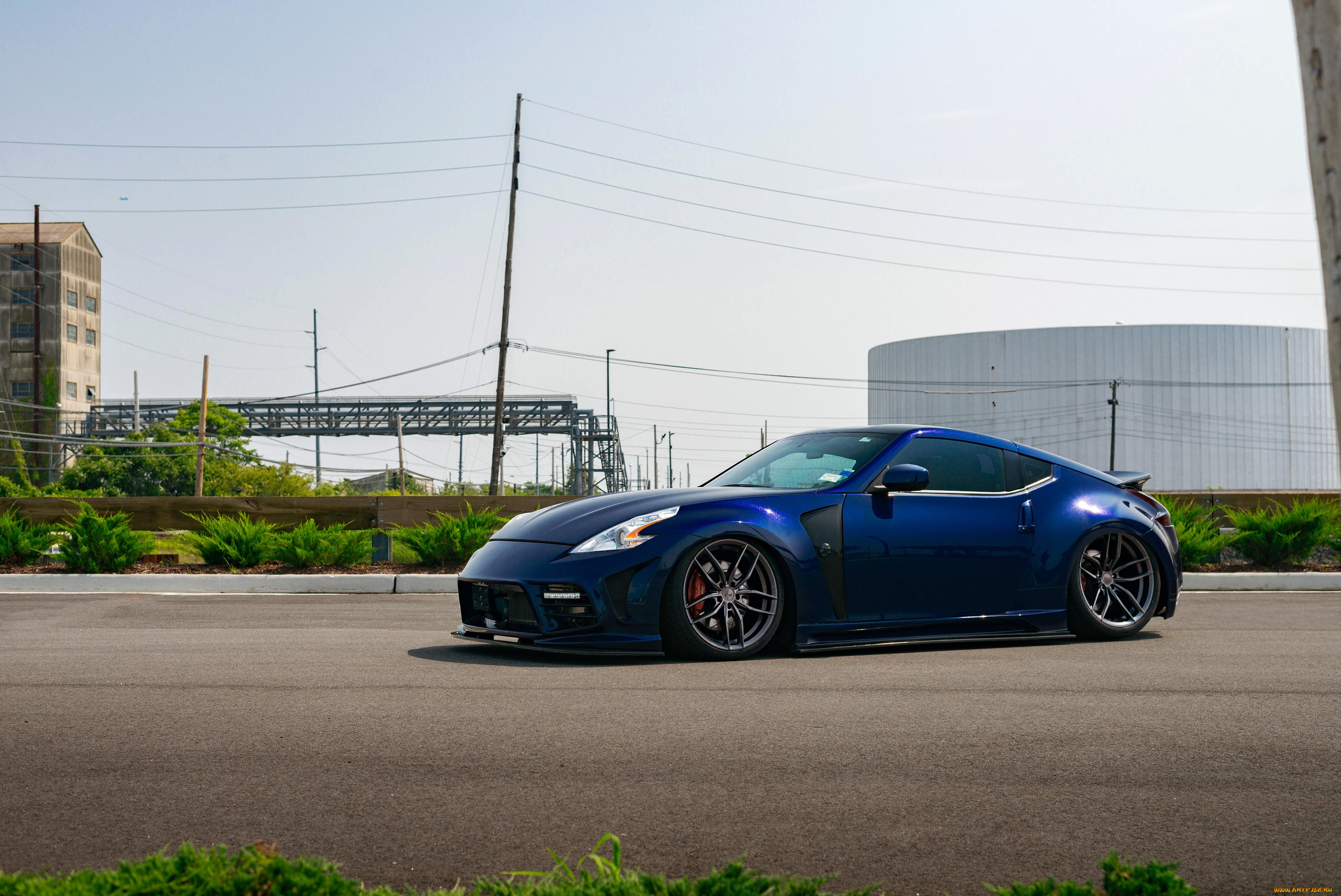 автомобили, nissan, datsun, blue, road, 370z, town