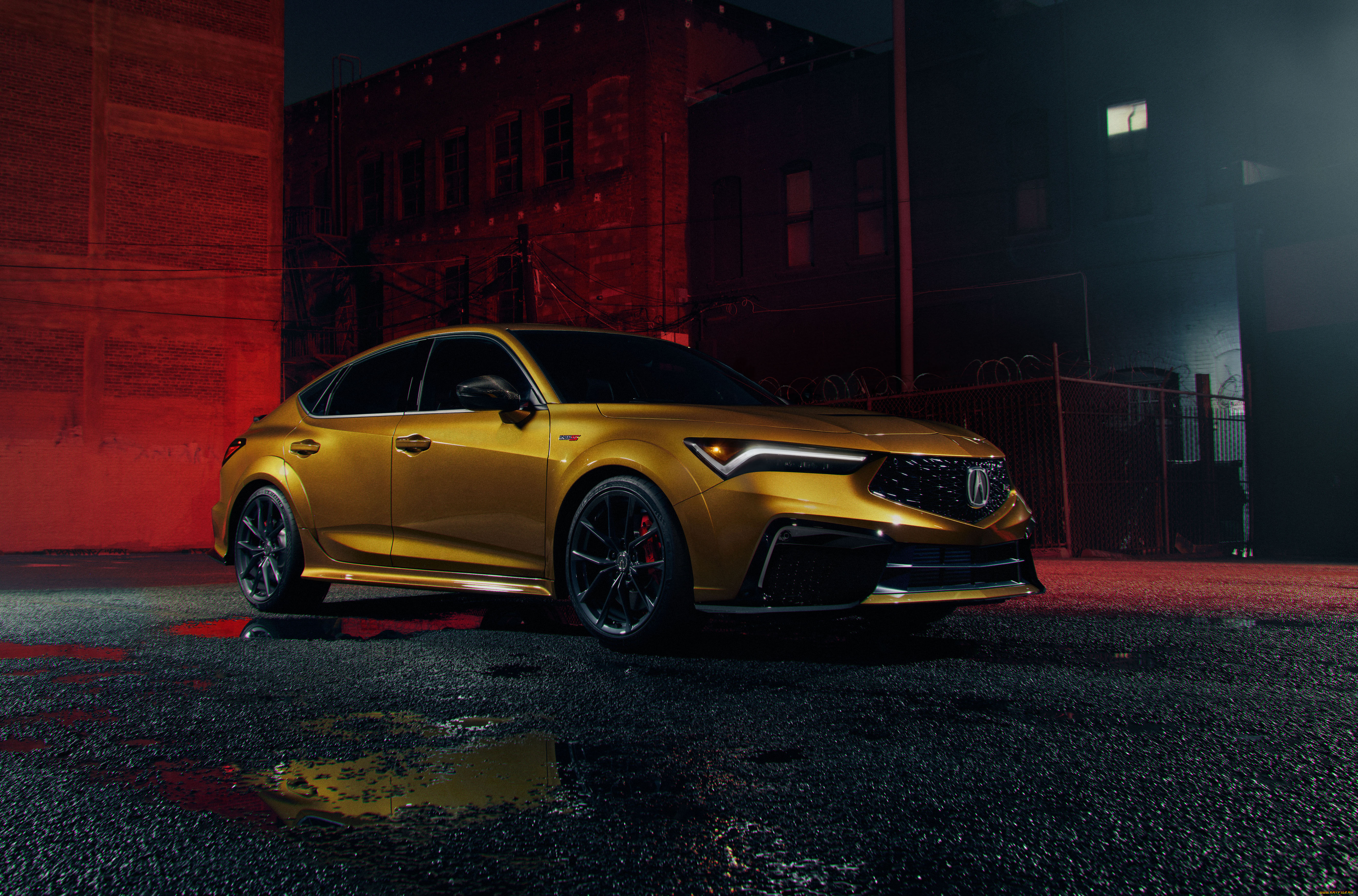 автомобили, acura, желтый, ночь, integra, type, s, авто, 2024, года