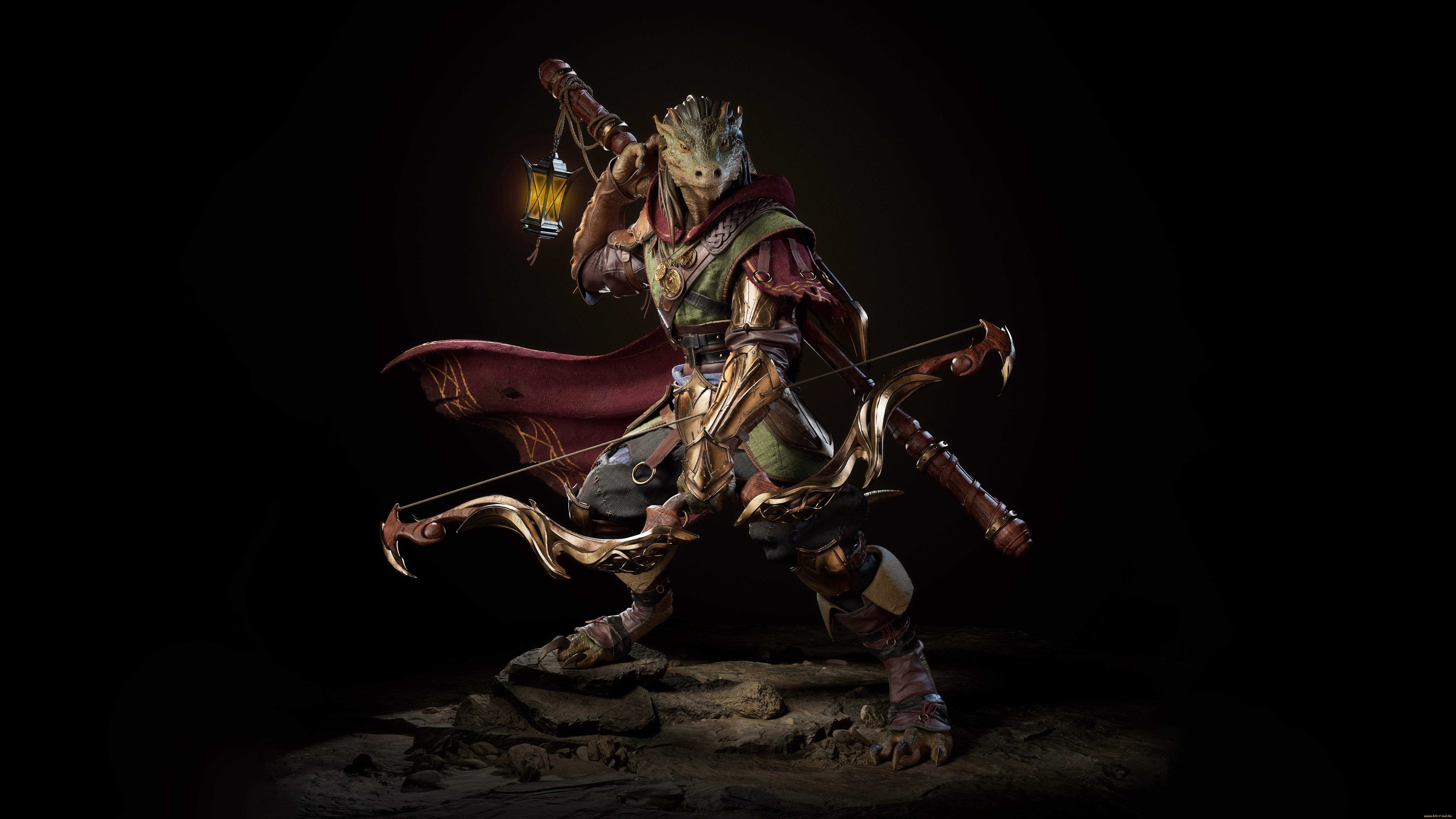 фэнтези, существа, ящер, воин