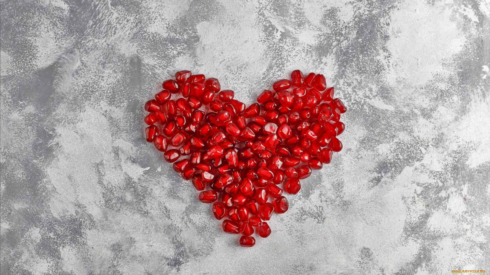 еда, гранат, зерна, сердечко