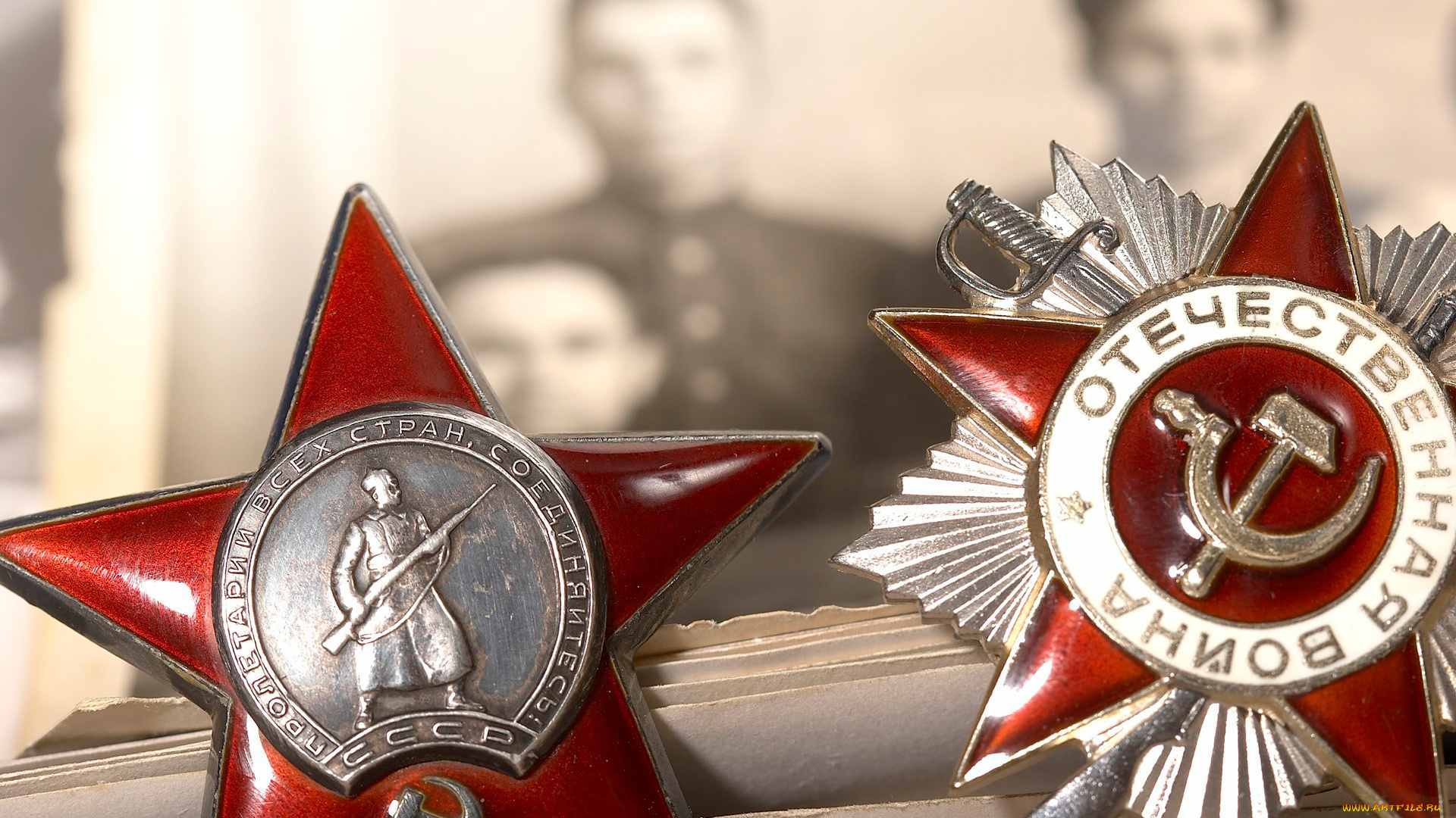 праздничные, день, победы, красная, звезда, награды, победа