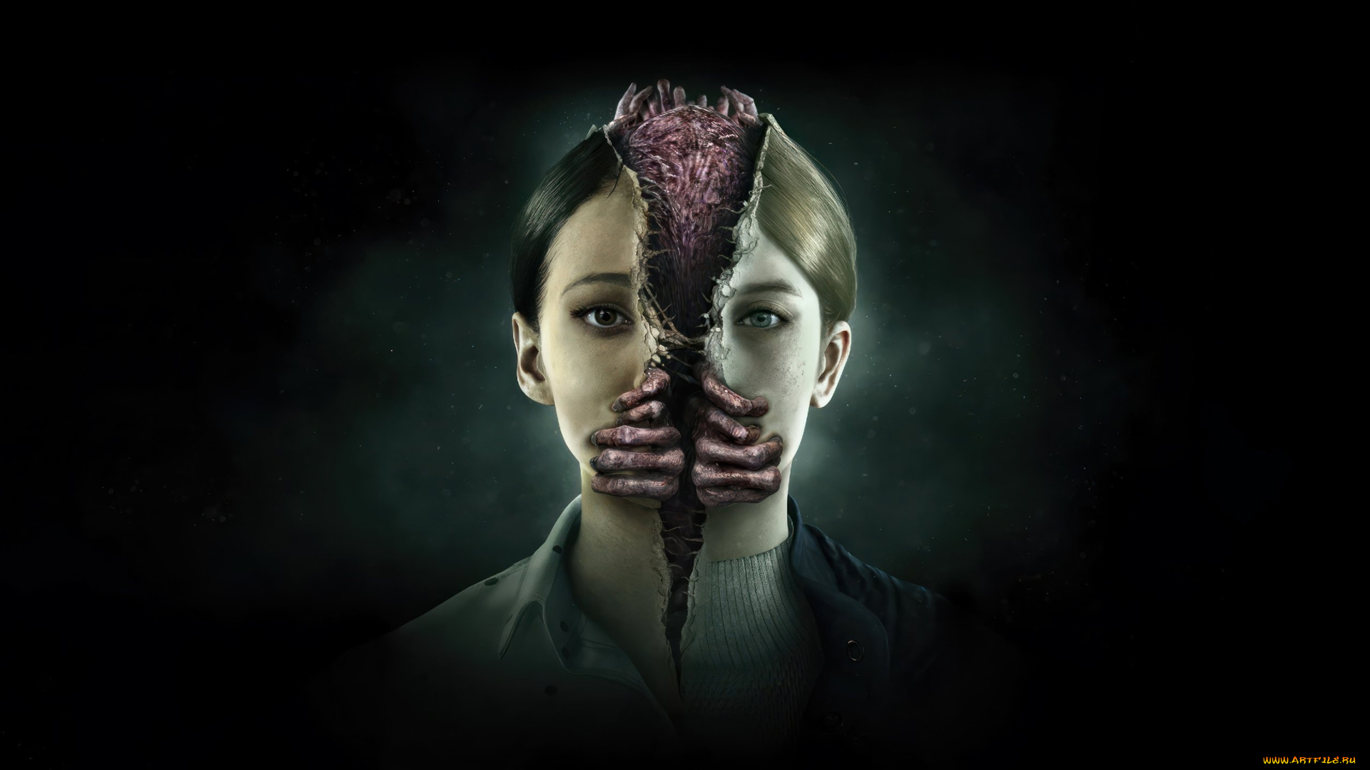 3д, 3д, графика, ужас, , horror, существо, девушки