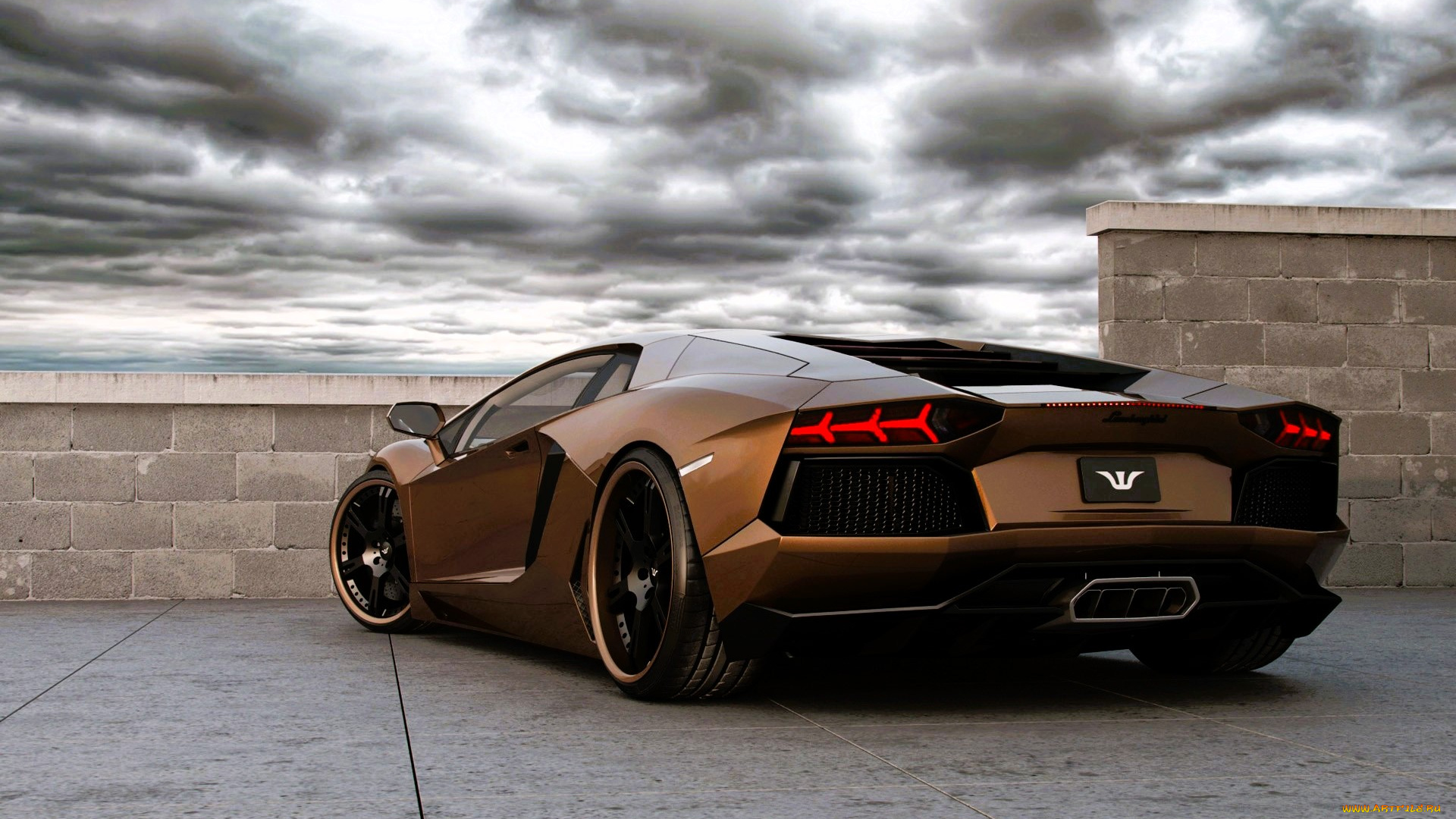 lamborghini, aventador, автомобили, lamborghini, коричневы, тучи, площадка