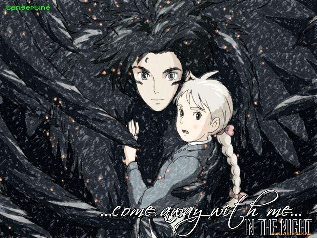 аниме, howl`s, moving, castle