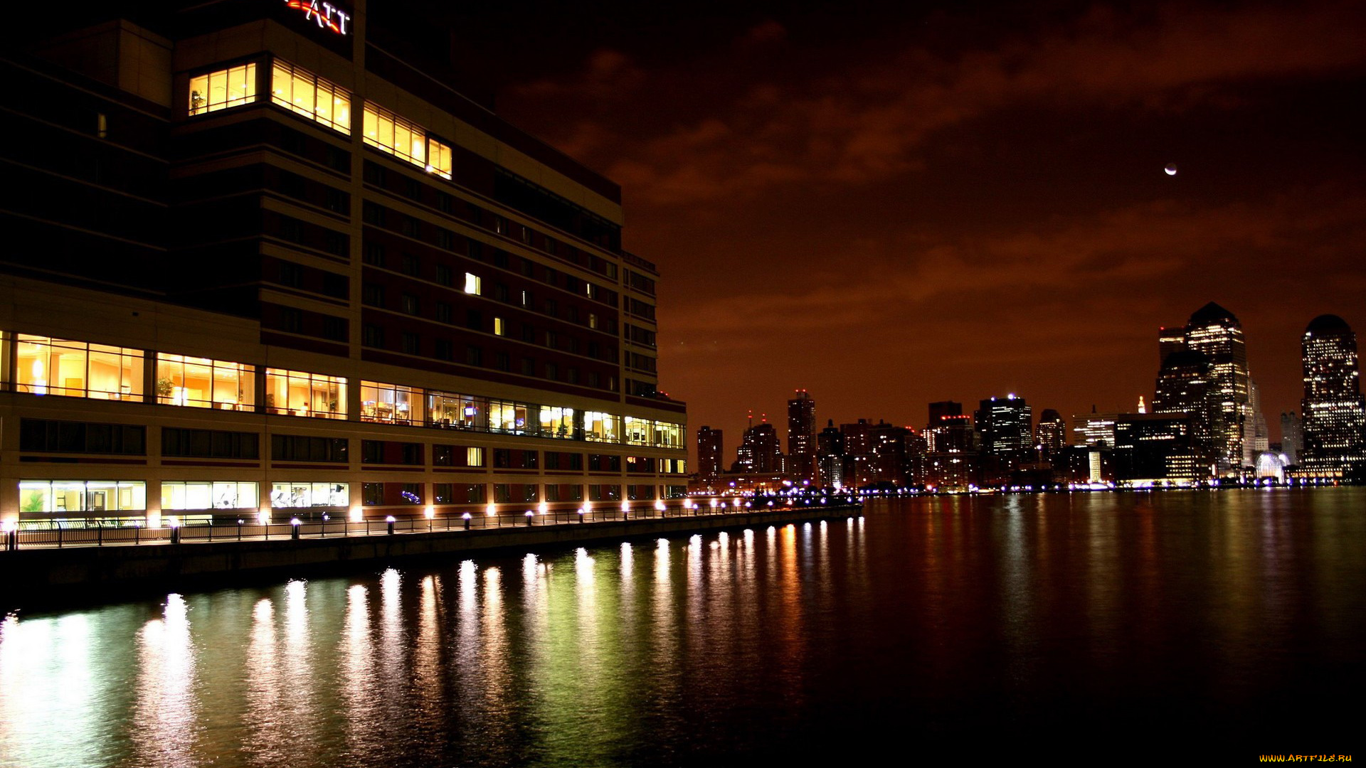 города, огни, ночного