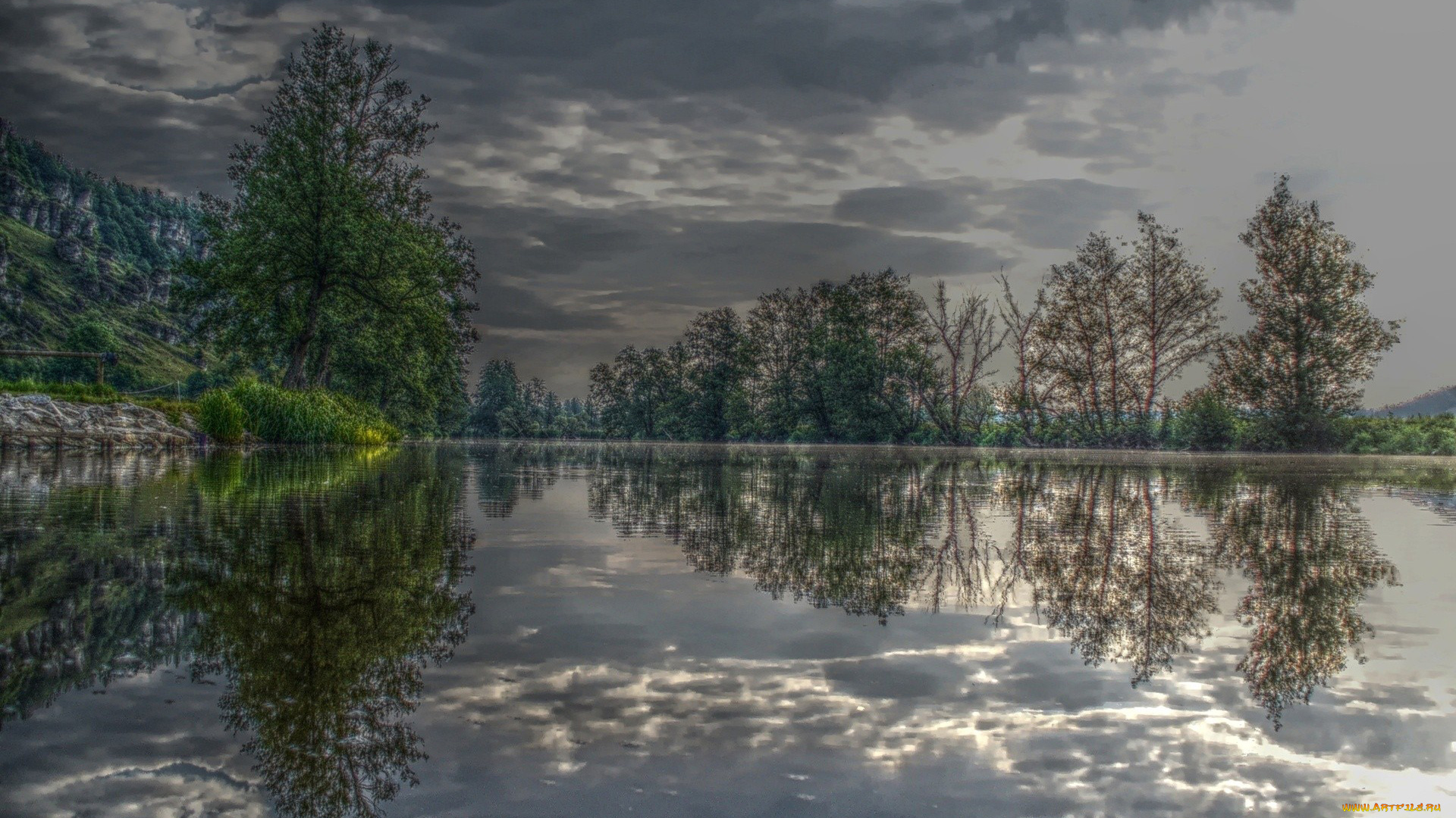 природа, реки, озера, река, деревья, облака