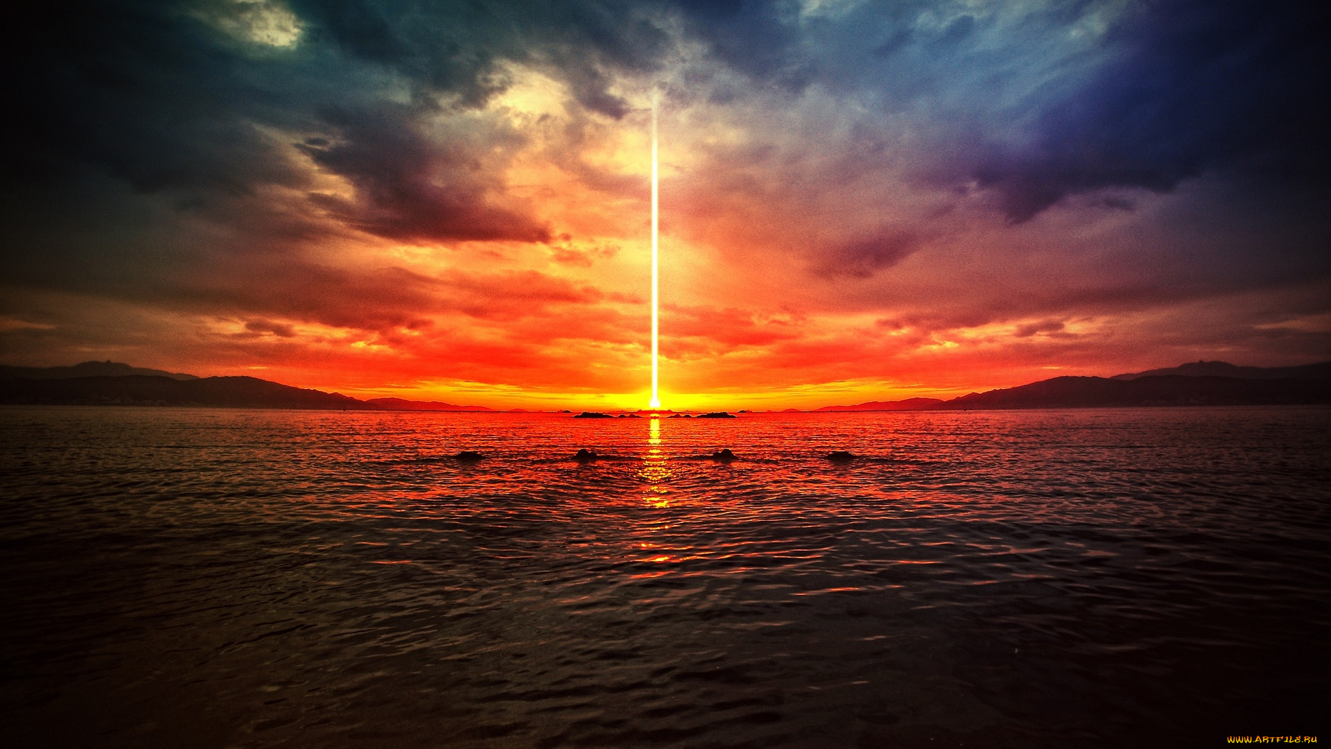 природа, восходы, закаты, луч, рассвет, облака, море