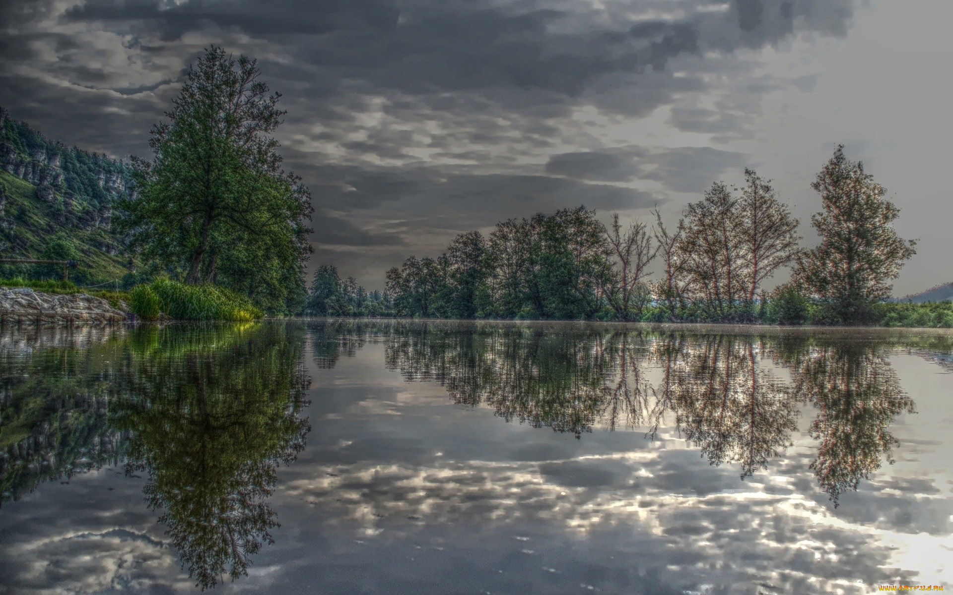 природа, реки, озера, река, деревья, облака